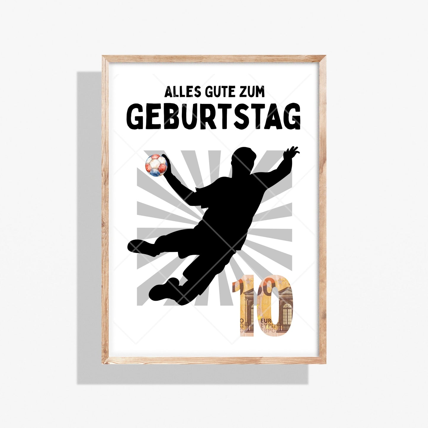 Handball Geldgeschenk 10 Geburtstag – Digitaler Sofort Download PDF A4 zum Ausdrucken