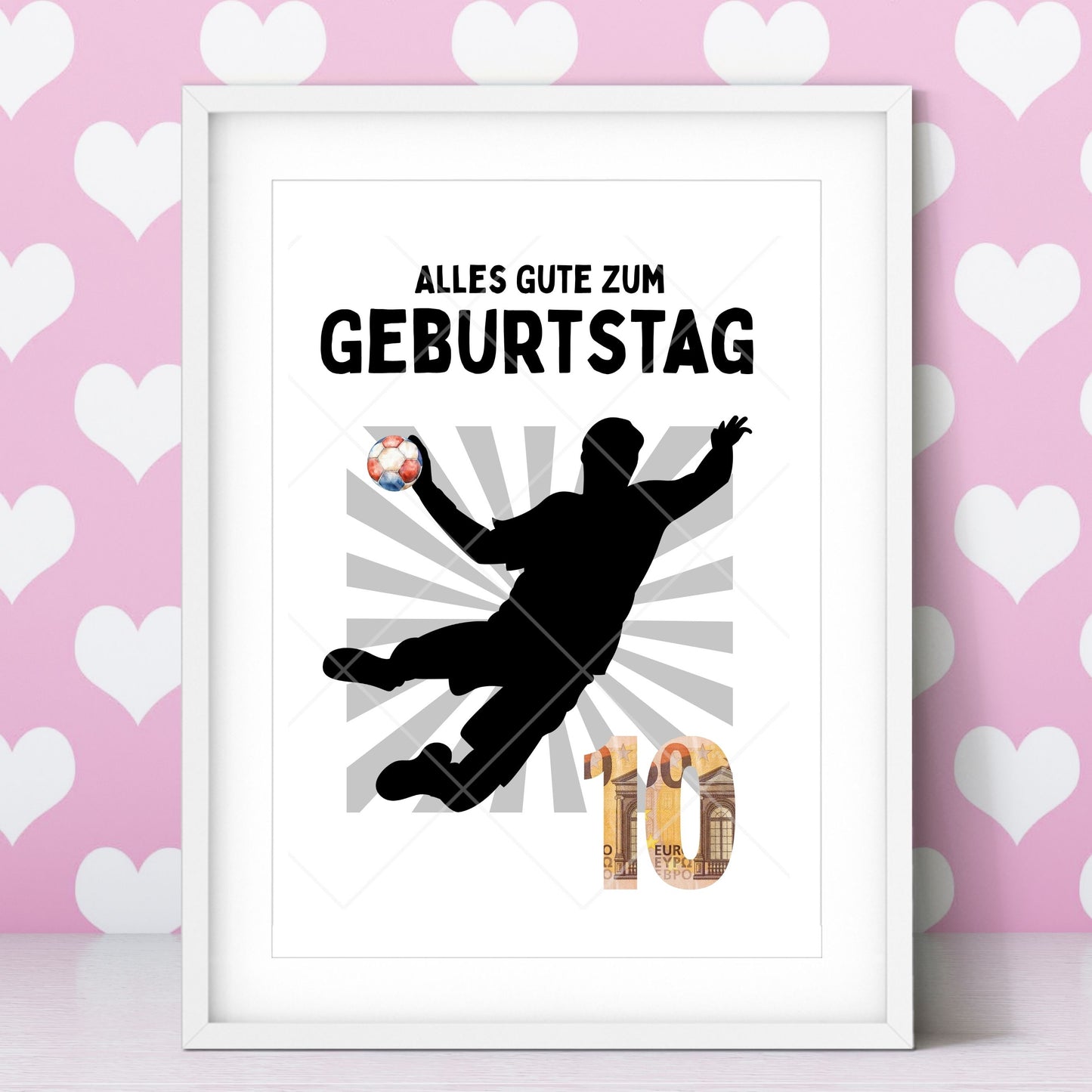 Handball Geldgeschenk 10 Geburtstag – Digitaler Sofort Download PDF A4 zum Ausdrucken