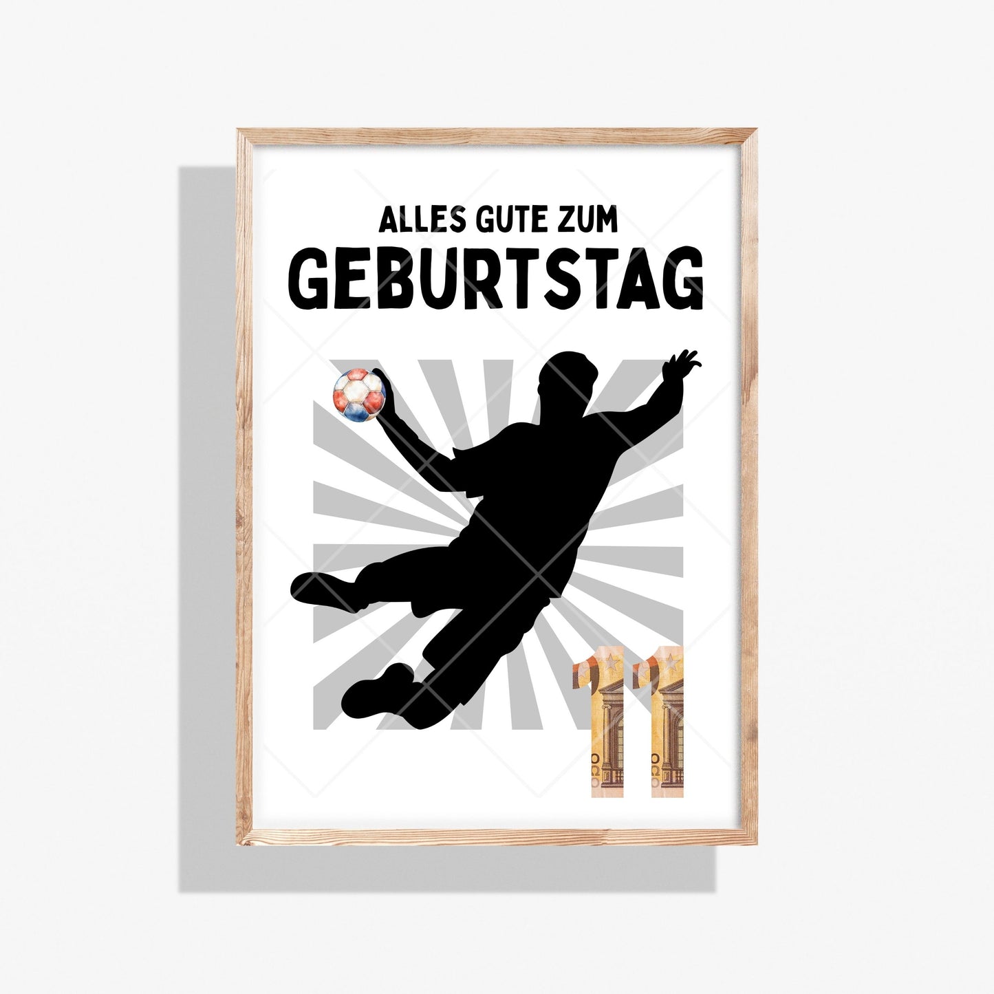 Handball Geldgeschenk 11 Geburtstag – Digitaler Sofort Download PDF A4 zum Ausdrucken