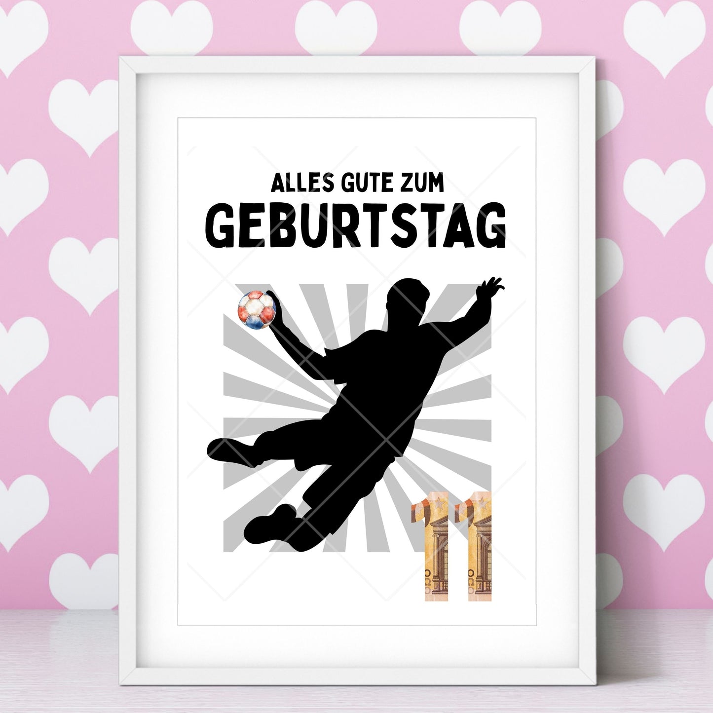 Handball Geldgeschenk 11 Geburtstag – Digitaler Sofort Download PDF A4 zum Ausdrucken