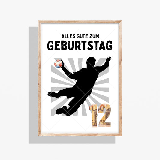 Handball Geldgeschenk 12 Geburtstag – Digitaler Sofort Download PDF A4 zum Ausdrucken