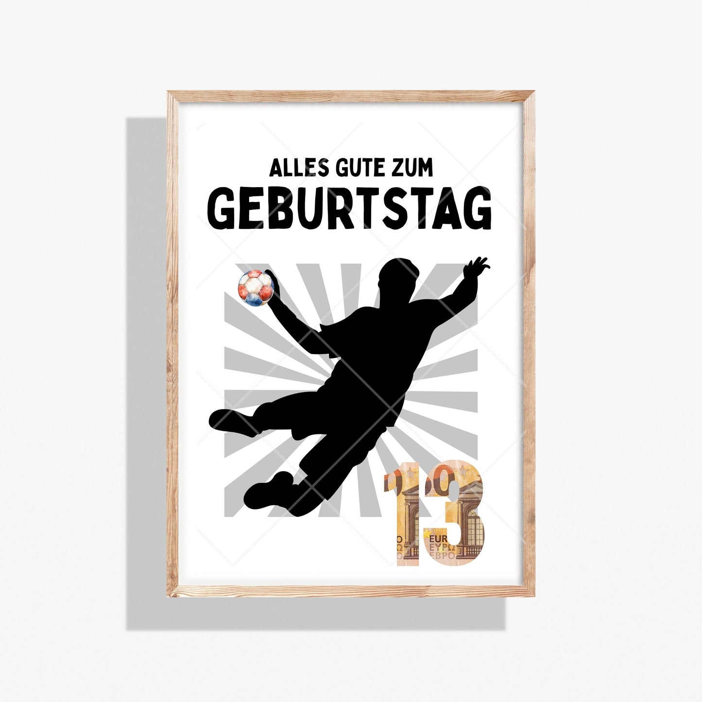 Handball Geldgeschenk 13 Geburtstag – Digitaler Sofort Download PDF A4 zum Ausdrucken