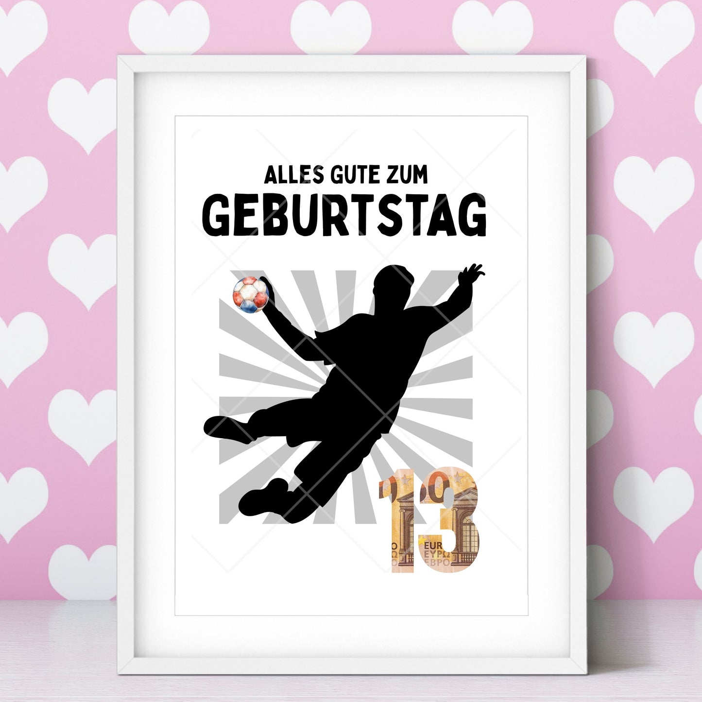 Handball Geldgeschenk 13 Geburtstag – Digitaler Sofort Download PDF A4 zum Ausdrucken