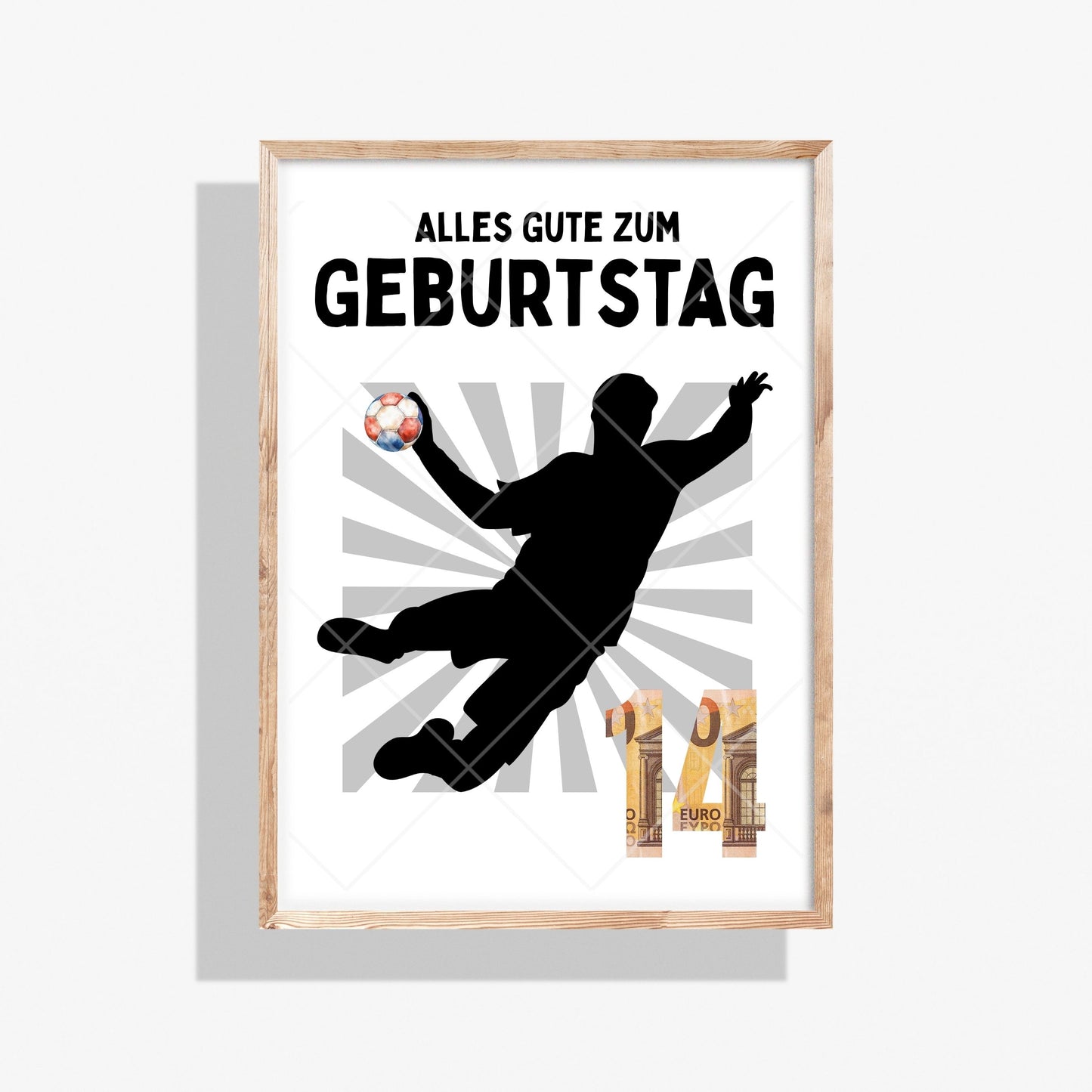Handball Geldgeschenk 14 Geburtstag – Digitaler Sofort Download PDF A4 zum Ausdrucken