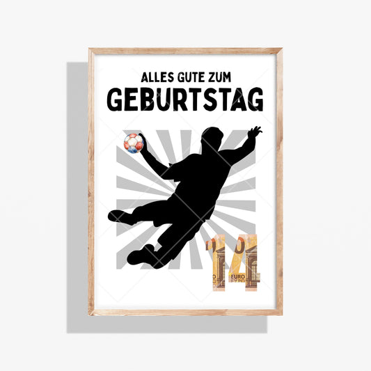 Handball Geldgeschenk 14 Geburtstag – Digitaler Sofort Download PDF A4 zum Ausdrucken