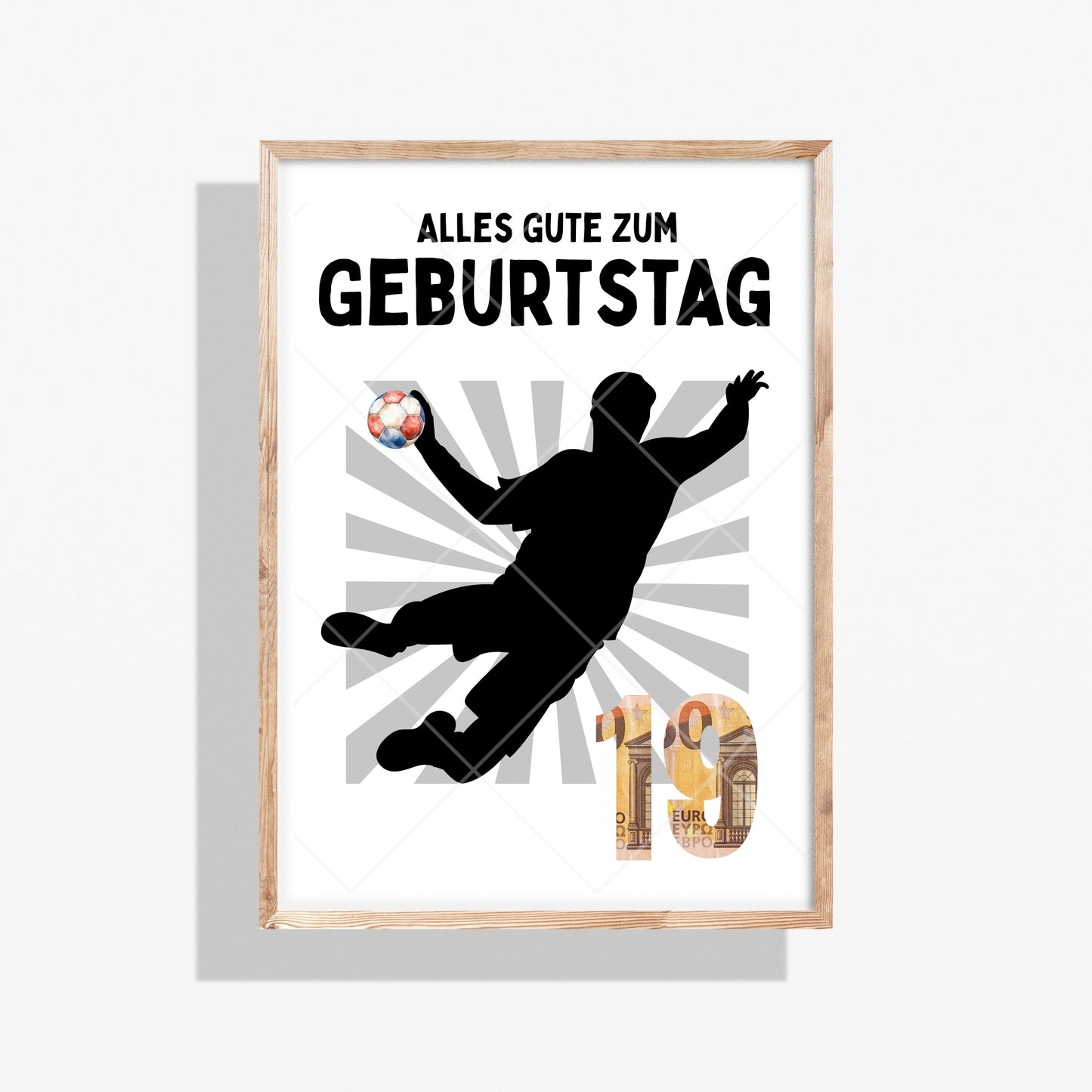 Handball Geldgeschenk 19 Geburtstag – Digitaler Sofort Download PDF A4 zum Ausdrucken