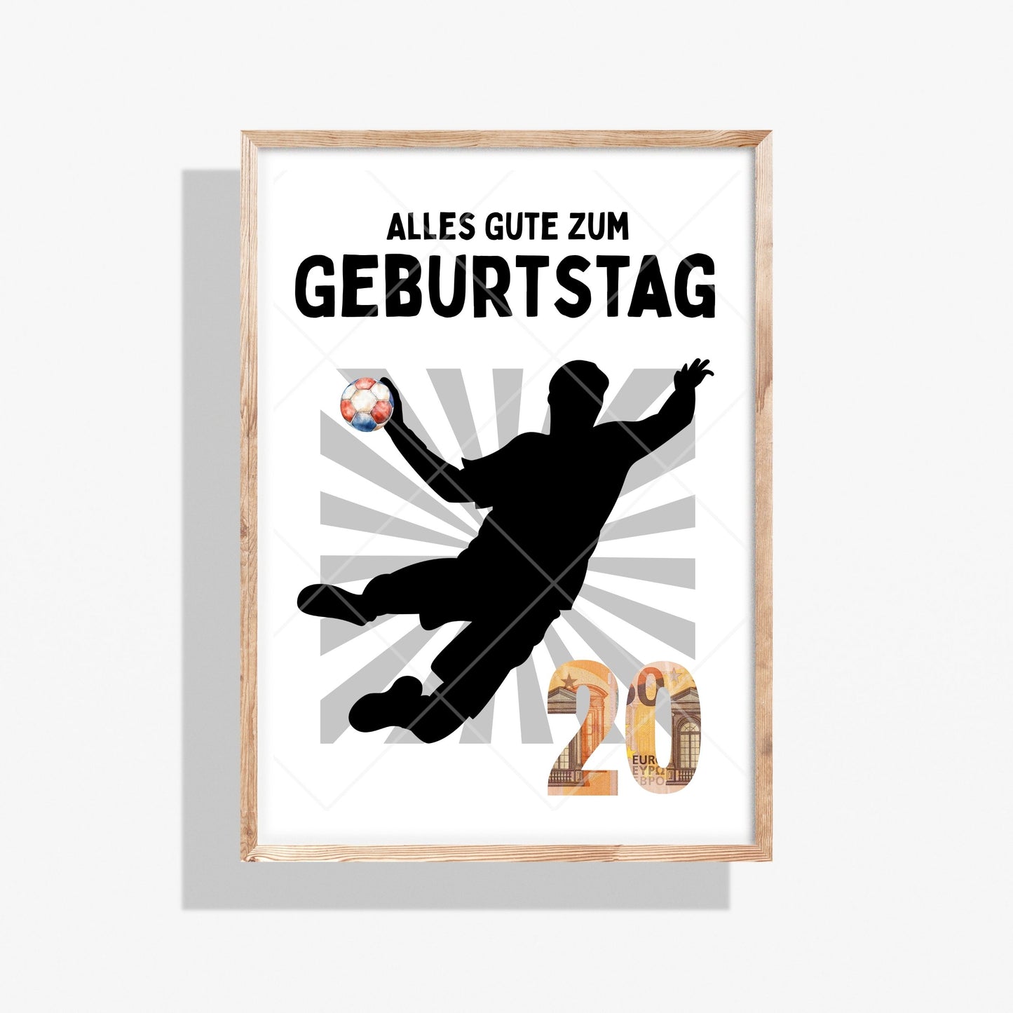 Handball Geldgeschenk 20 Geburtstag – Digitaler Sofort Download PDF A4 zum Ausdrucken