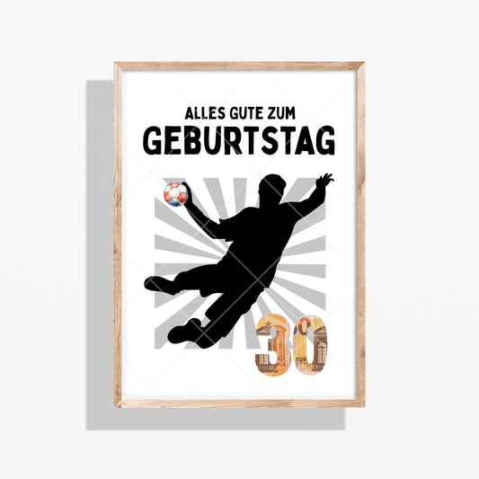 Handball Geldgeschenk 30 Geburtstag – Digitaler Sofort Download PDF A4 zum Ausdrucken