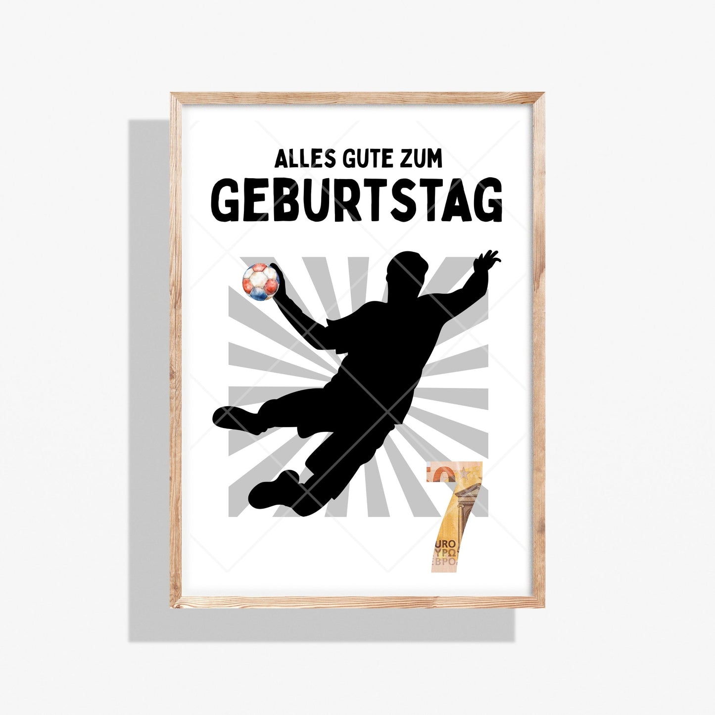 Handball Geldgeschenk 7 Geburtstag – Digitaler Sofort Download PDF A4 zum Ausdrucken