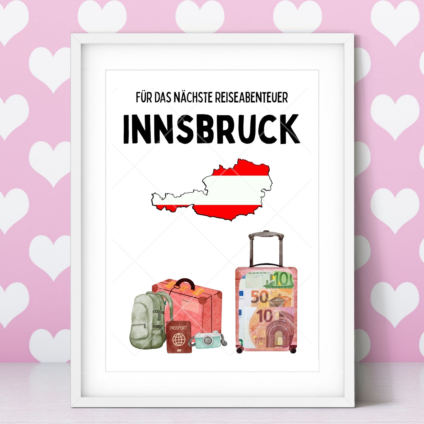 Innsbruck Reise Geldgeschenk - Digitaler Sofort Download PDF A4 zum Ausdrucken