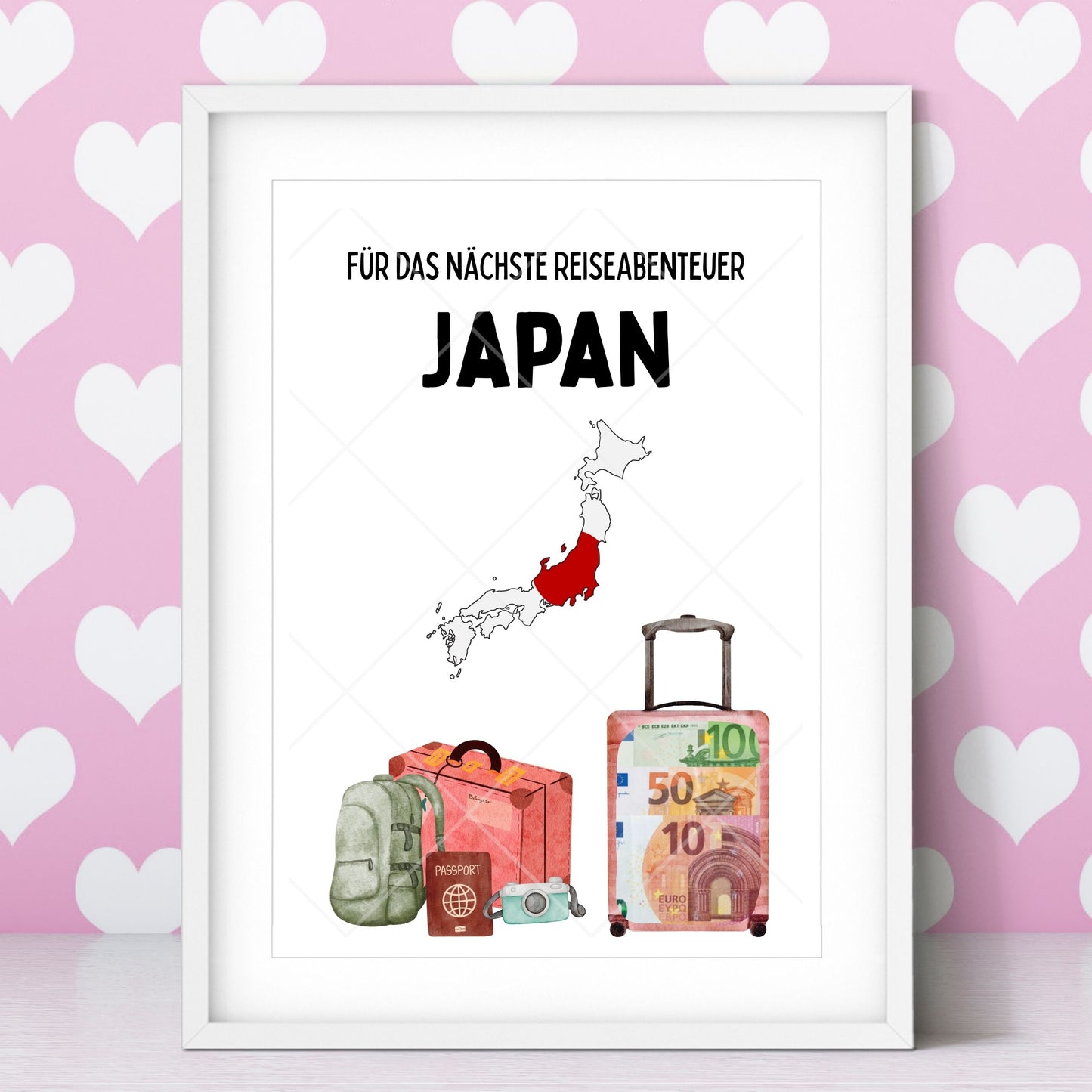 Japan Reise Geldgeschenk - Digitaler Sofort Download PDF A4 zum Ausdrucken