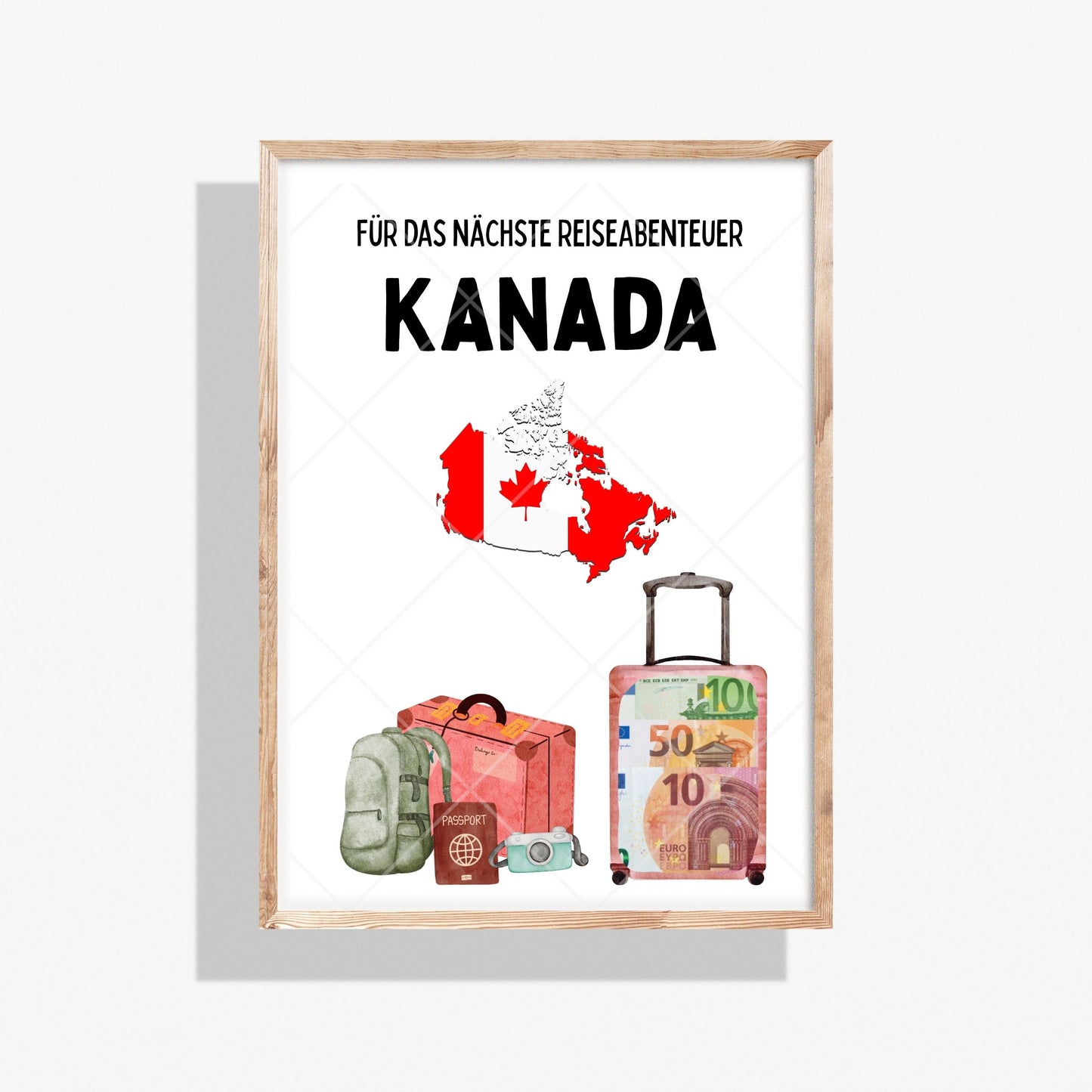Kanada Reise Geldgeschenk - Digitaler Sofort Download PDF A4 zum Ausdrucken