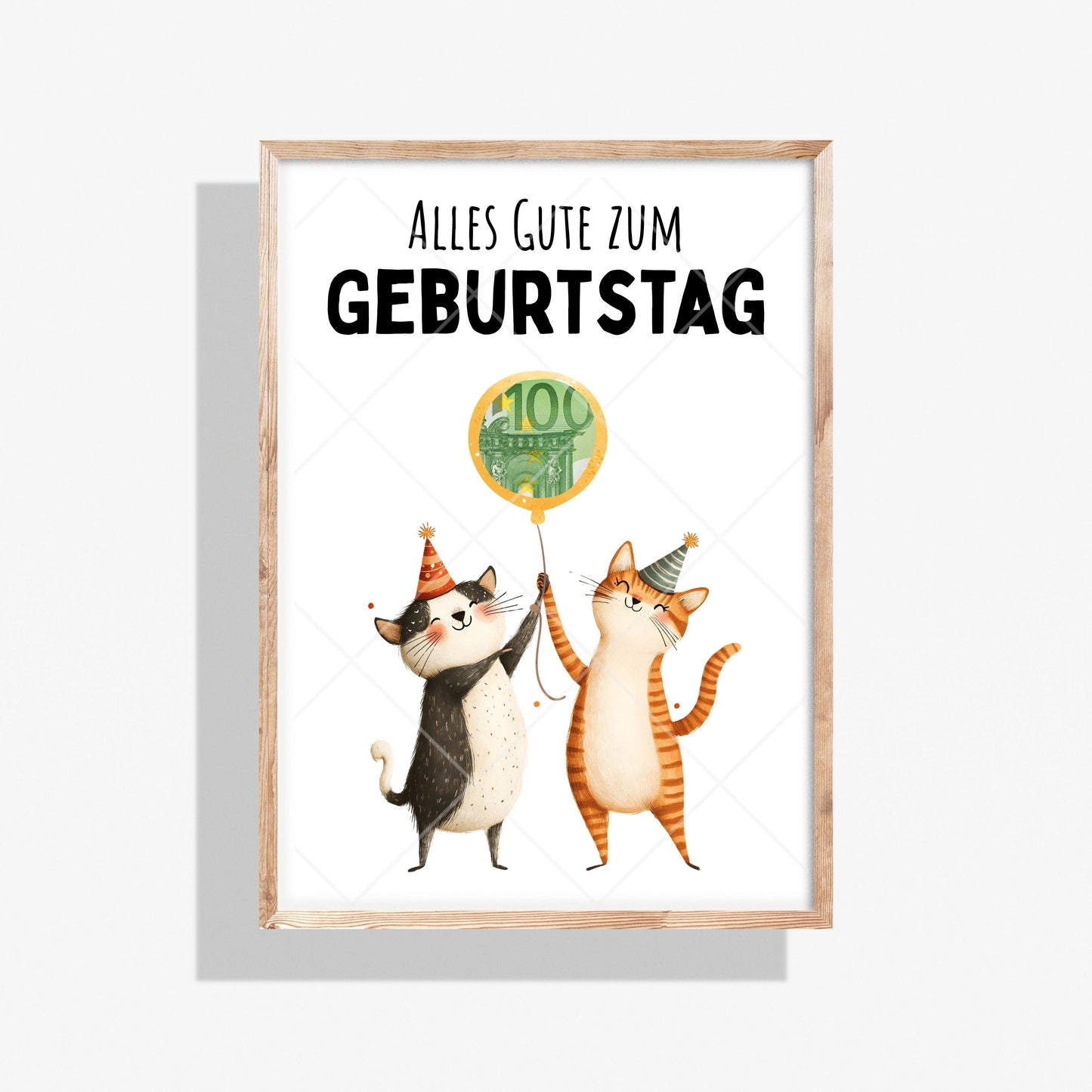 Katze Geldgeschenk Geburtstag – Digitaler Sofort Download PDF A4 zum Ausdrucken