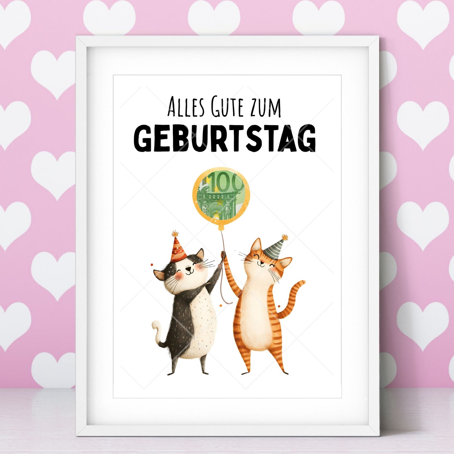 Katze Geldgeschenk Geburtstag – Digitaler Sofort Download PDF A4 zum Ausdrucken
