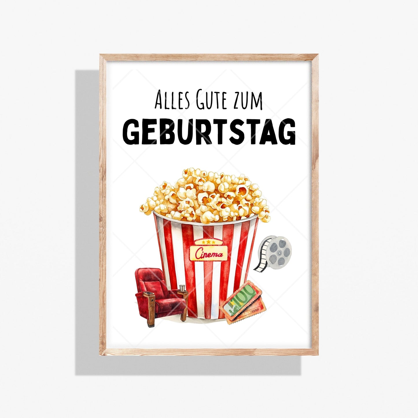 Kino Geldgeschenk Geburtstag – Digitaler Sofort Download PDF A4 zum Ausdrucken