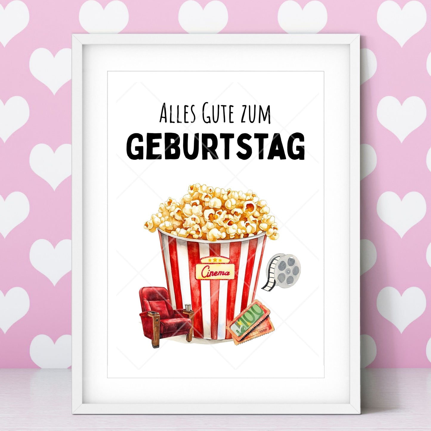 Kino Geldgeschenk Geburtstag – Digitaler Sofort Download PDF A4 zum Ausdrucken