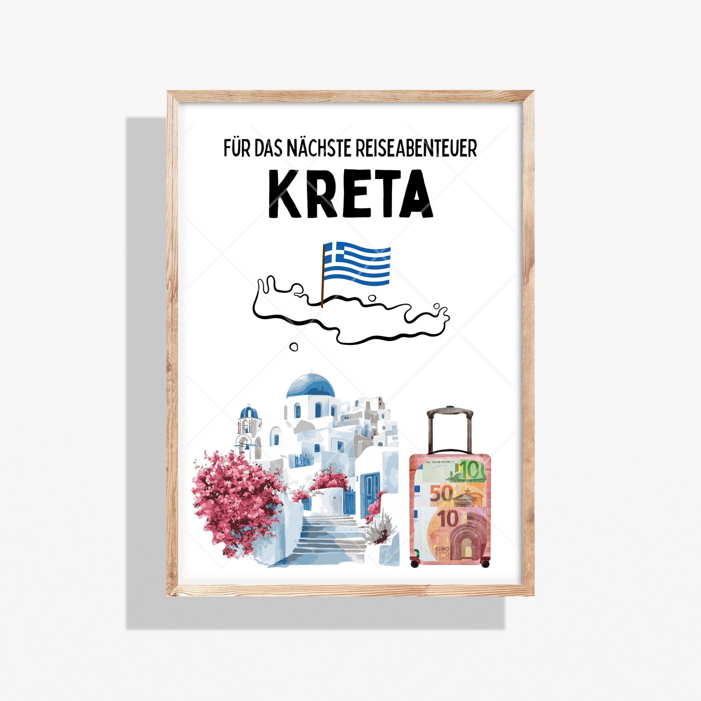 Kreta Reise Geldgeschenk Reisegutschein – Digitaler Sofort Download PDF A4 zum Ausdrucken