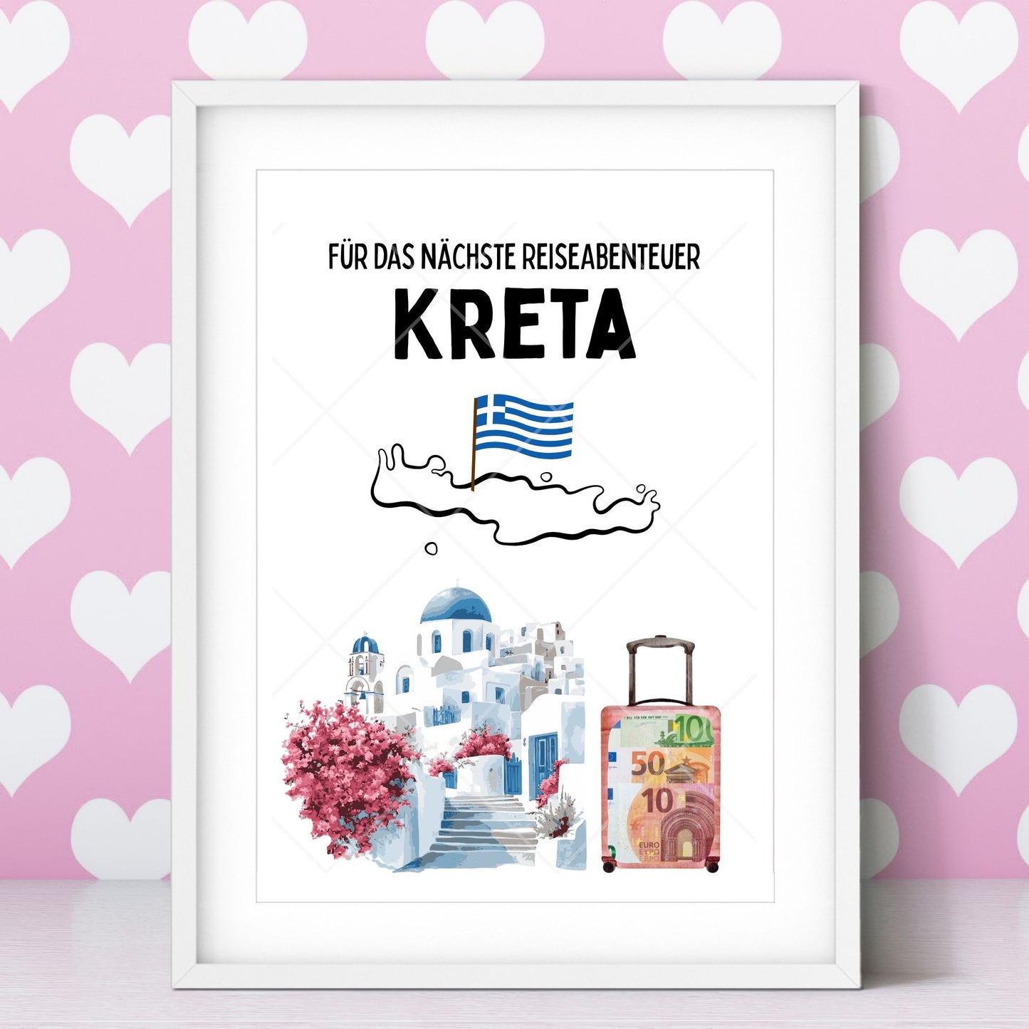 Kreta Reise Geldgeschenk Reisegutschein – Digitaler Sofort Download PDF A4 zum Ausdrucken