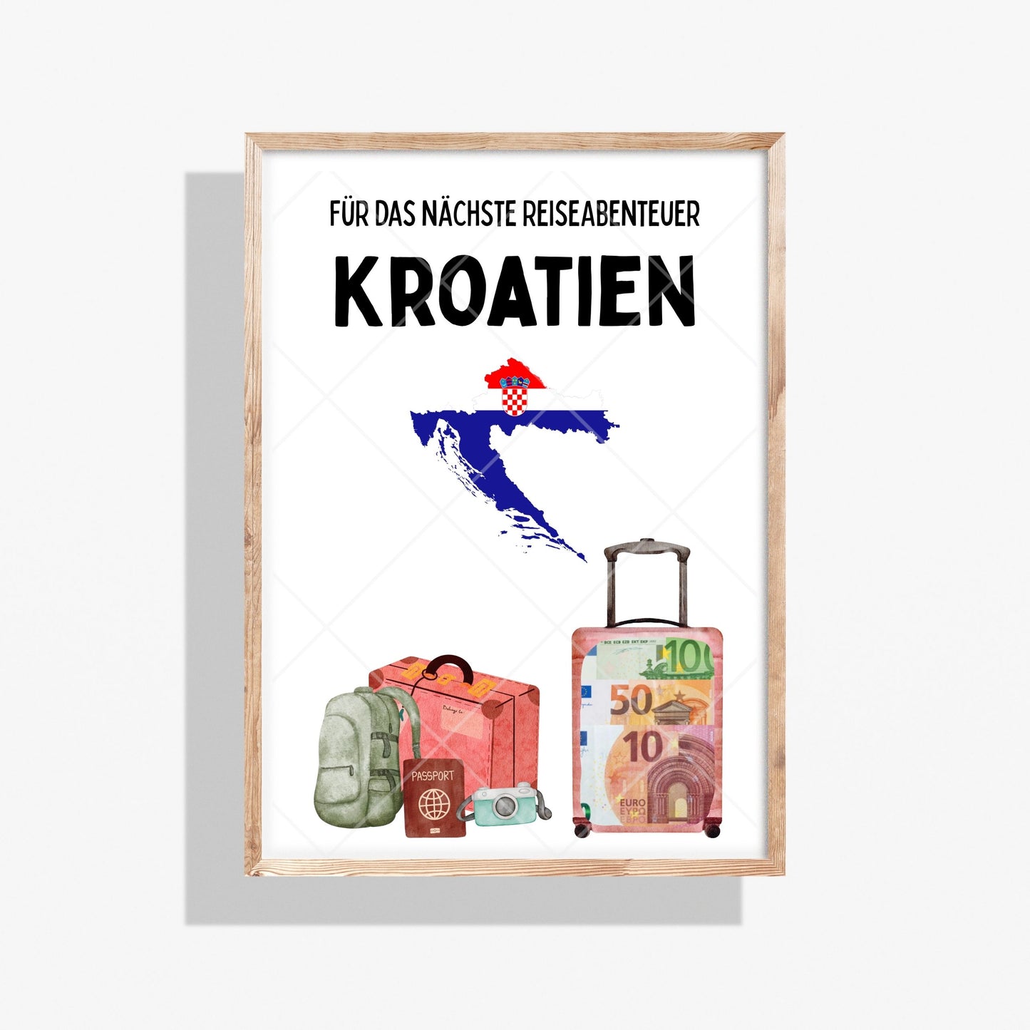 Kroatien Reise Geldgeschenk Reisegutschein – Digitaler Sofort Download PDF A4 zum Ausdrucken