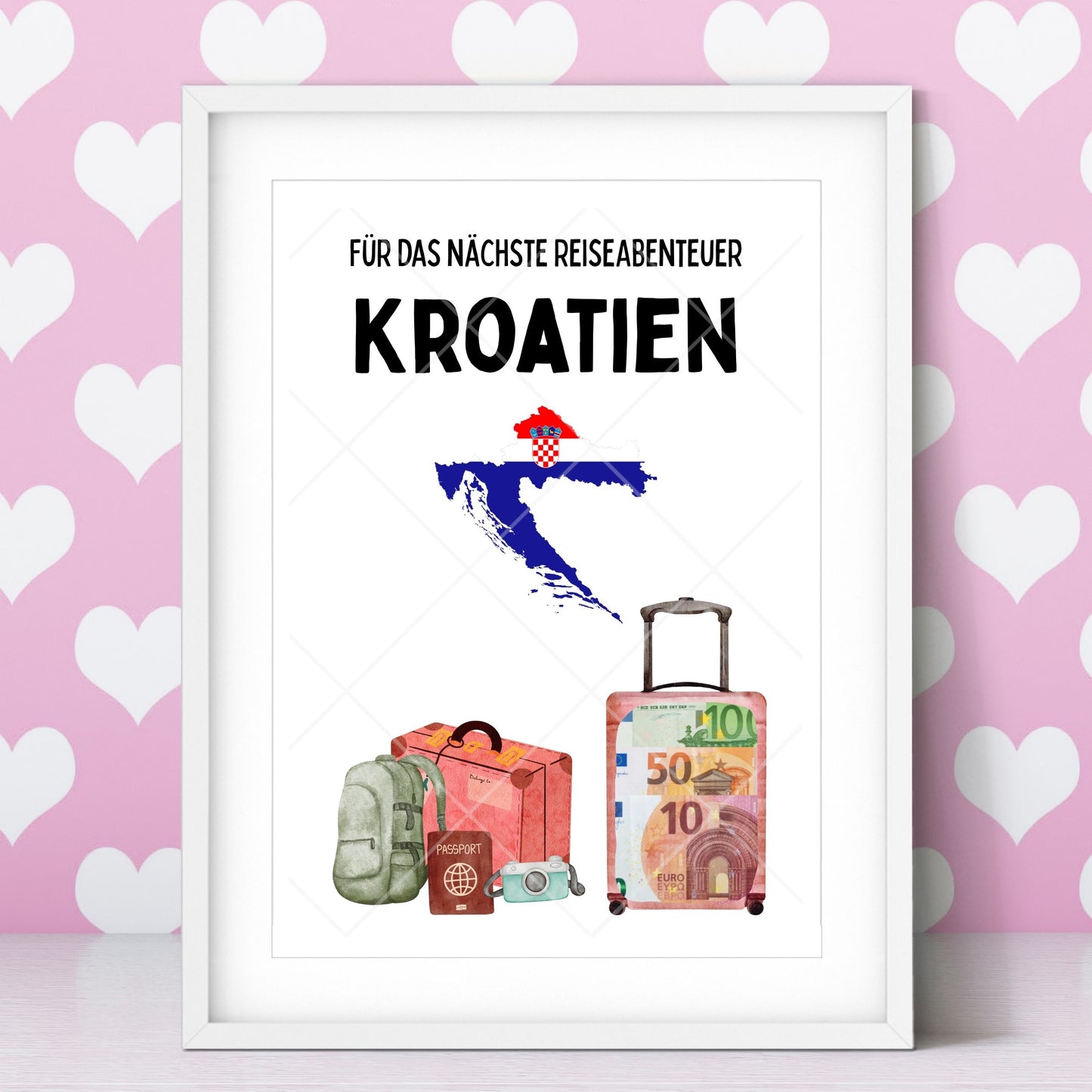 Kroatien Reise Geldgeschenk Reisegutschein – Digitaler Sofort Download PDF A4 zum Ausdrucken