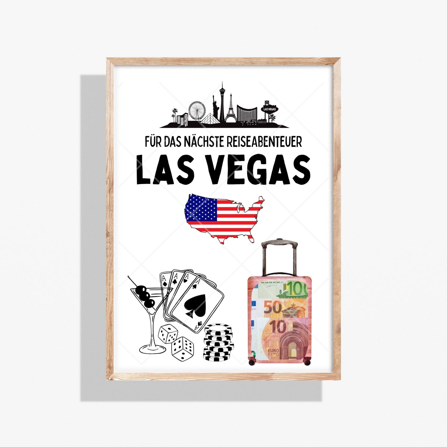 Las Vegas Reise Geldgeschenk Reisegutschein – Digitaler Sofort Download PDF A4 zum Ausdrucken