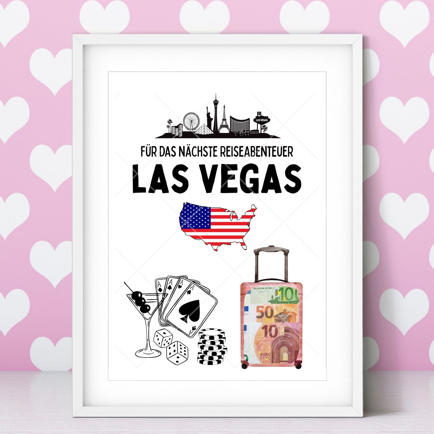 Las Vegas Reise Geldgeschenk Reisegutschein – Digitaler Sofort Download PDF A4 zum Ausdrucken