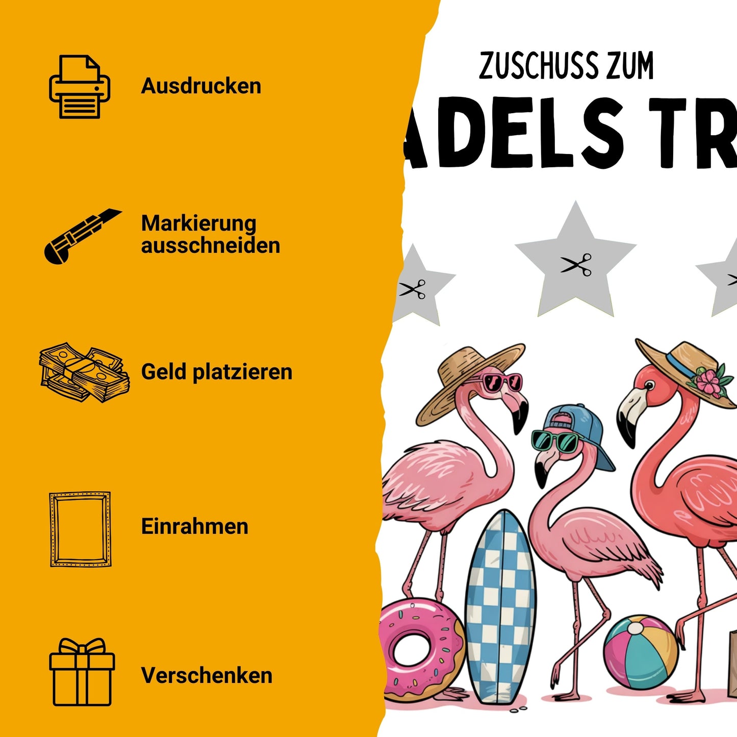 Mädels Trip Reise Geldgeschenk - Digitaler Sofort Download PDF A4 zum Ausdrucken