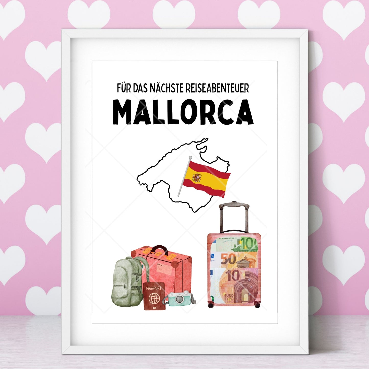 Mallorca Reise Geldgeschenk Reisegutschein – Digitaler Sofort Download PDF A4 zum Ausdrucken