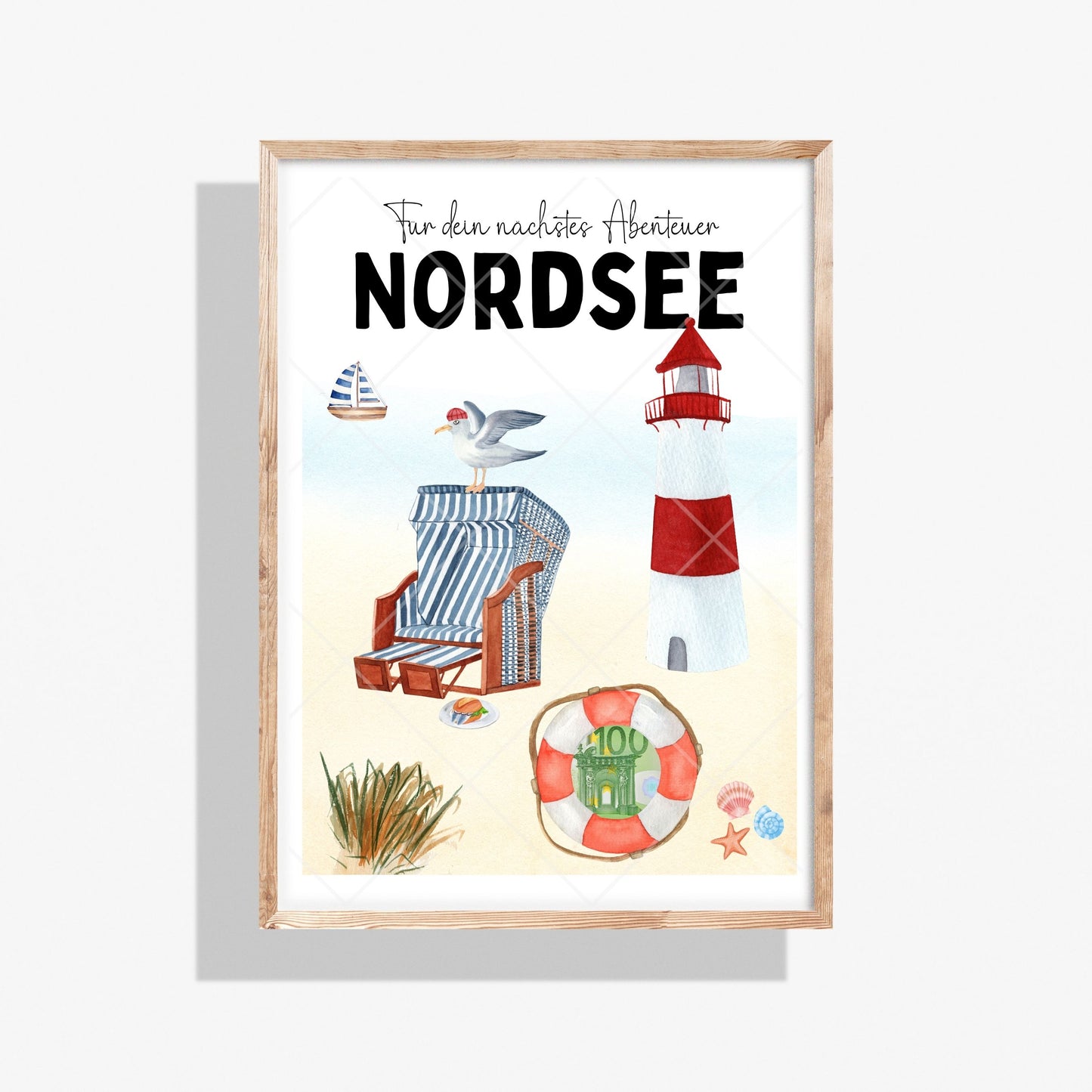 Nordsee Reise Geldgeschenk Reisegutschein – Digitaler Sofort Download PDF A4 zum Ausdrucken