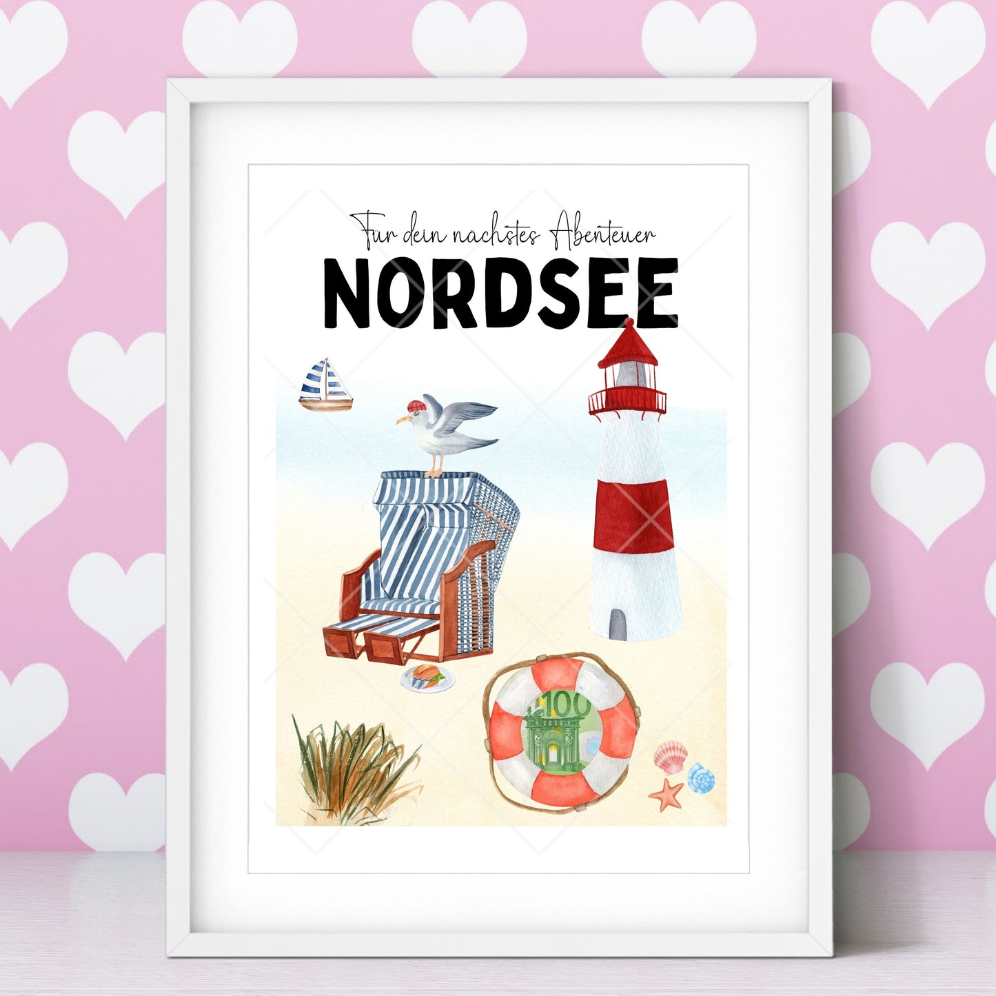 Nordsee Reise Geldgeschenk Reisegutschein – Digitaler Sofort Download PDF A4 zum Ausdrucken