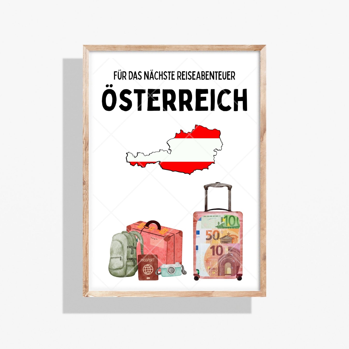 Österreich Reise Geldgeschenk Reisegutschein – Digitaler Sofort Download PDF A4 zum Ausdrucken
