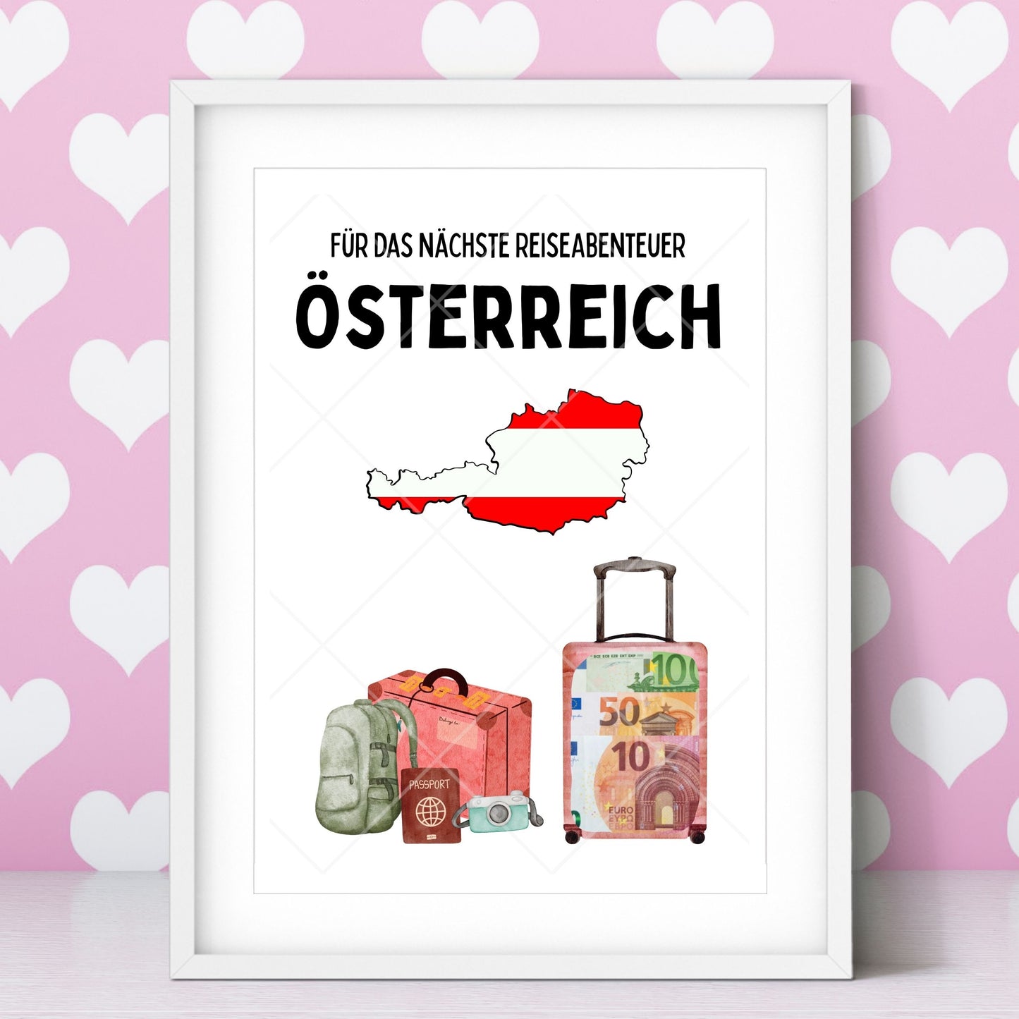 Österreich Reise Geldgeschenk Reisegutschein – Digitaler Sofort Download PDF A4 zum Ausdrucken