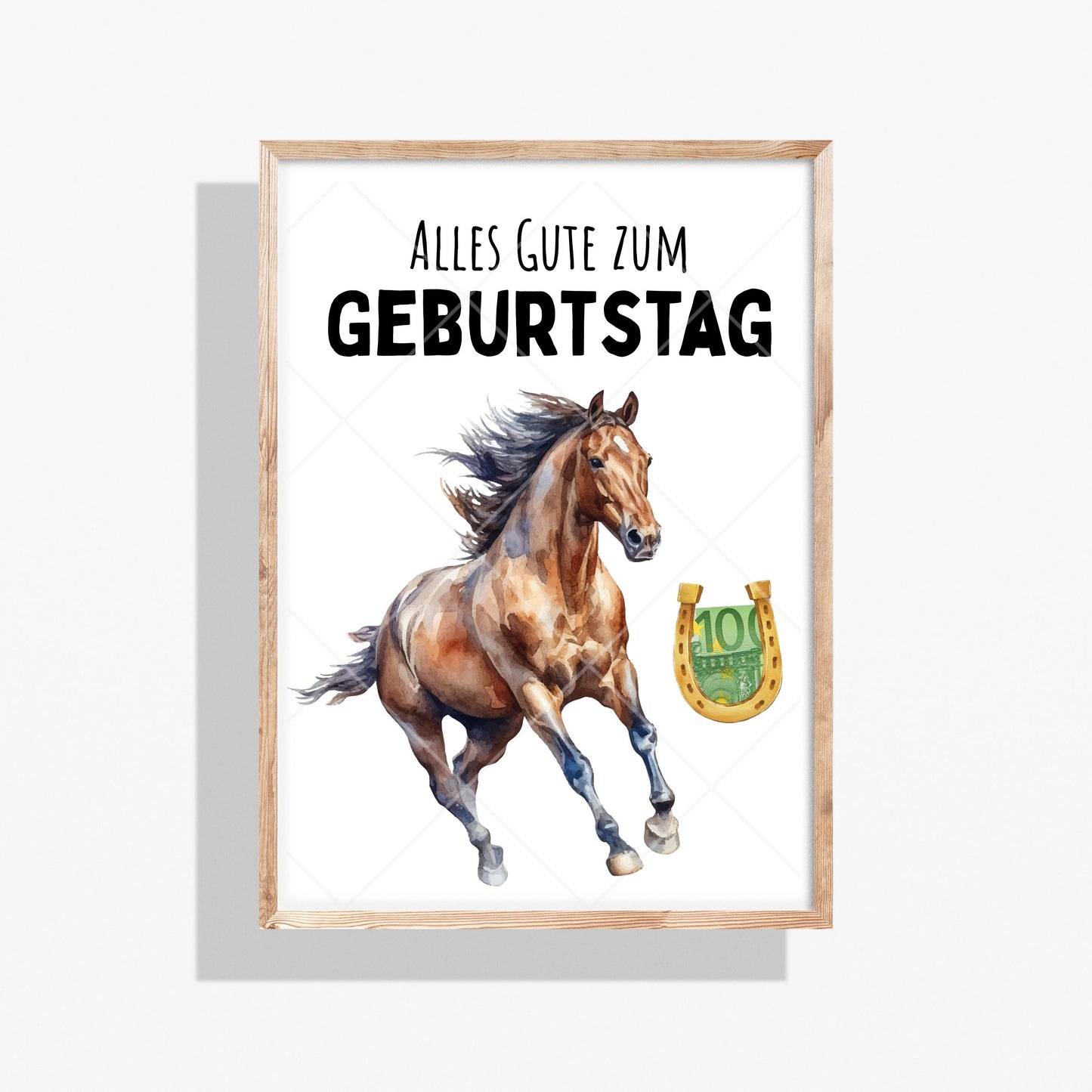 Pferd Geldgeschenk Geburtstag Hufeisen – Digitaler Sofort Download PDF A4 zum Ausdrucken