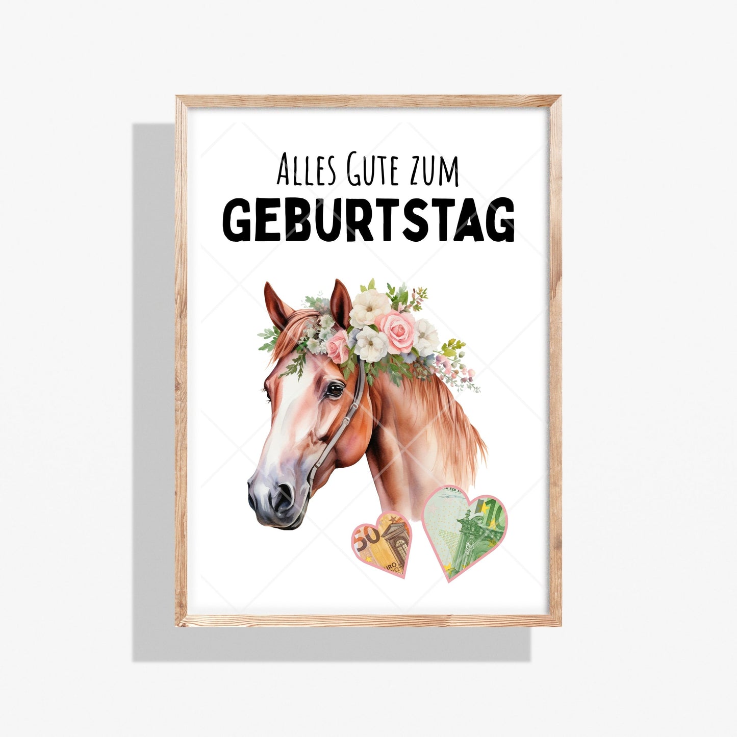 Pferd Geldgeschenk Geburtstag – Digitaler Sofort Download PDF A4 zum Ausdrucken