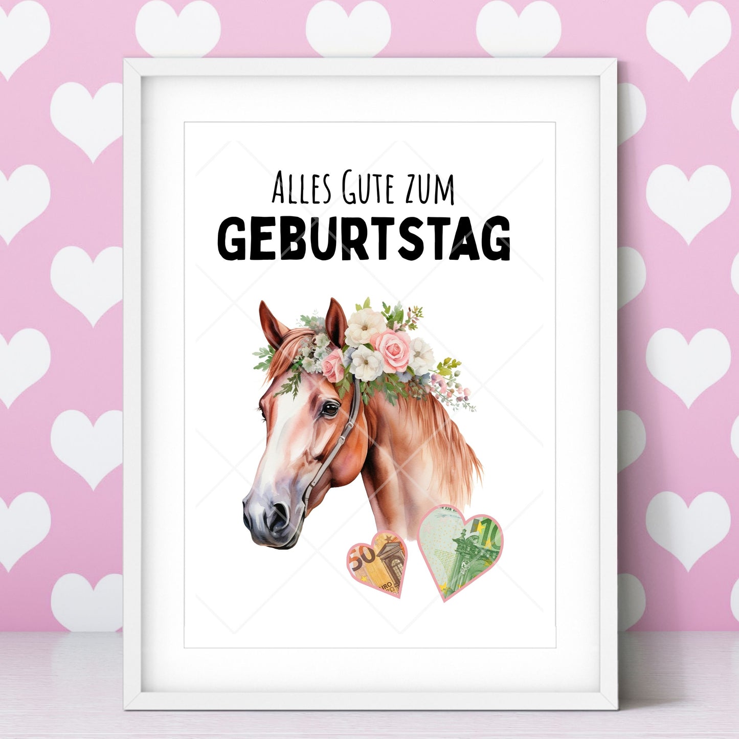 Pferd Geldgeschenk Geburtstag – Digitaler Sofort Download PDF A4 zum Ausdrucken