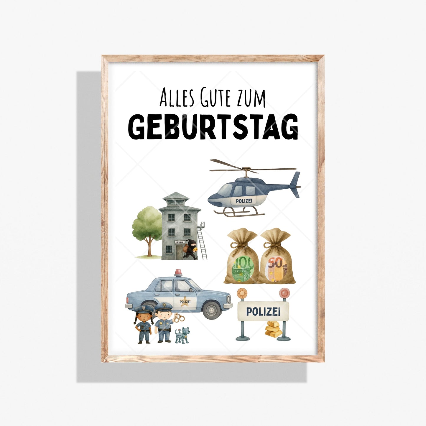Polizei Geldgeschenk Geburtstag – Digitaler Sofort Download PDF A4 zum Ausdrucken