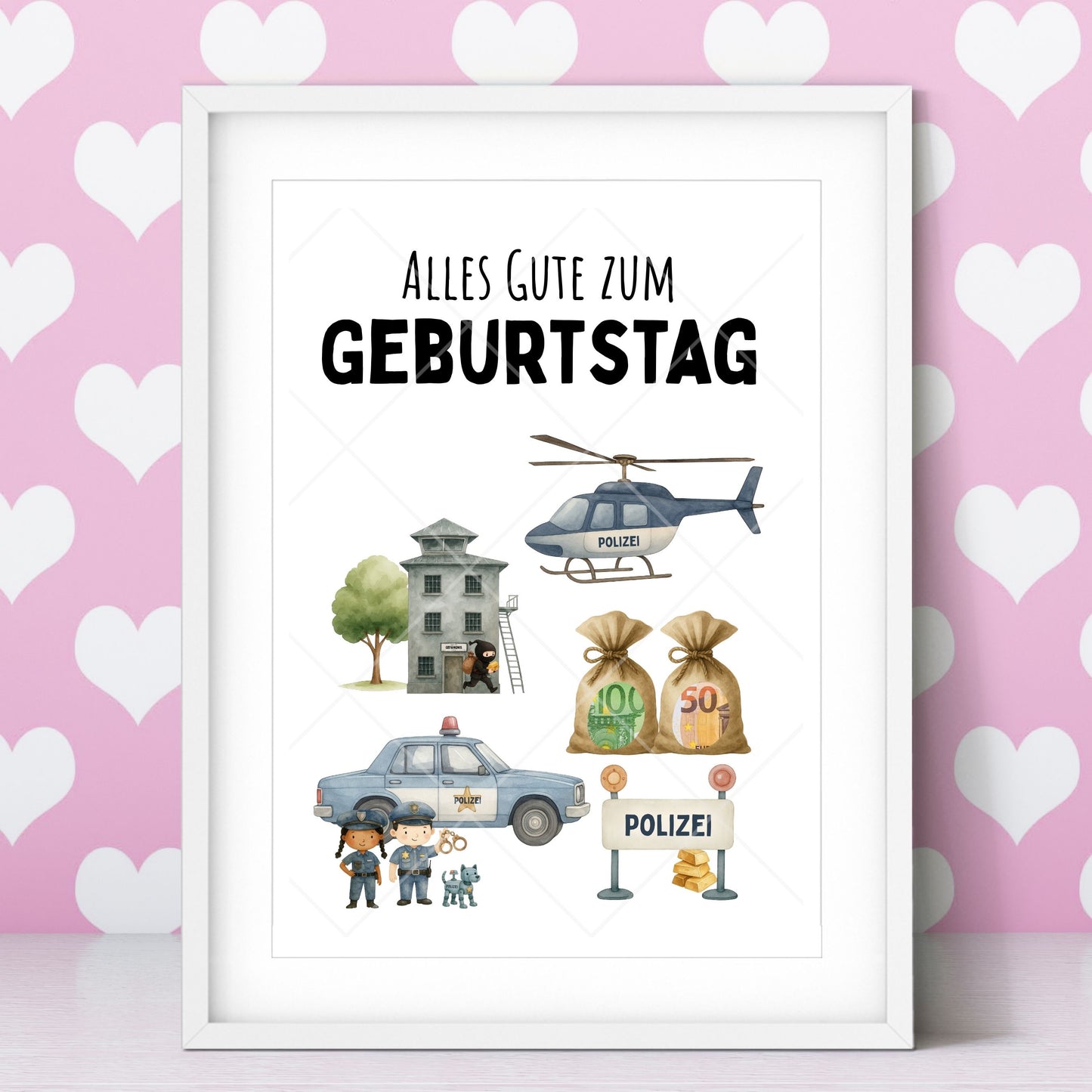 Polizei Geldgeschenk Geburtstag – Digitaler Sofort Download PDF A4 zum Ausdrucken