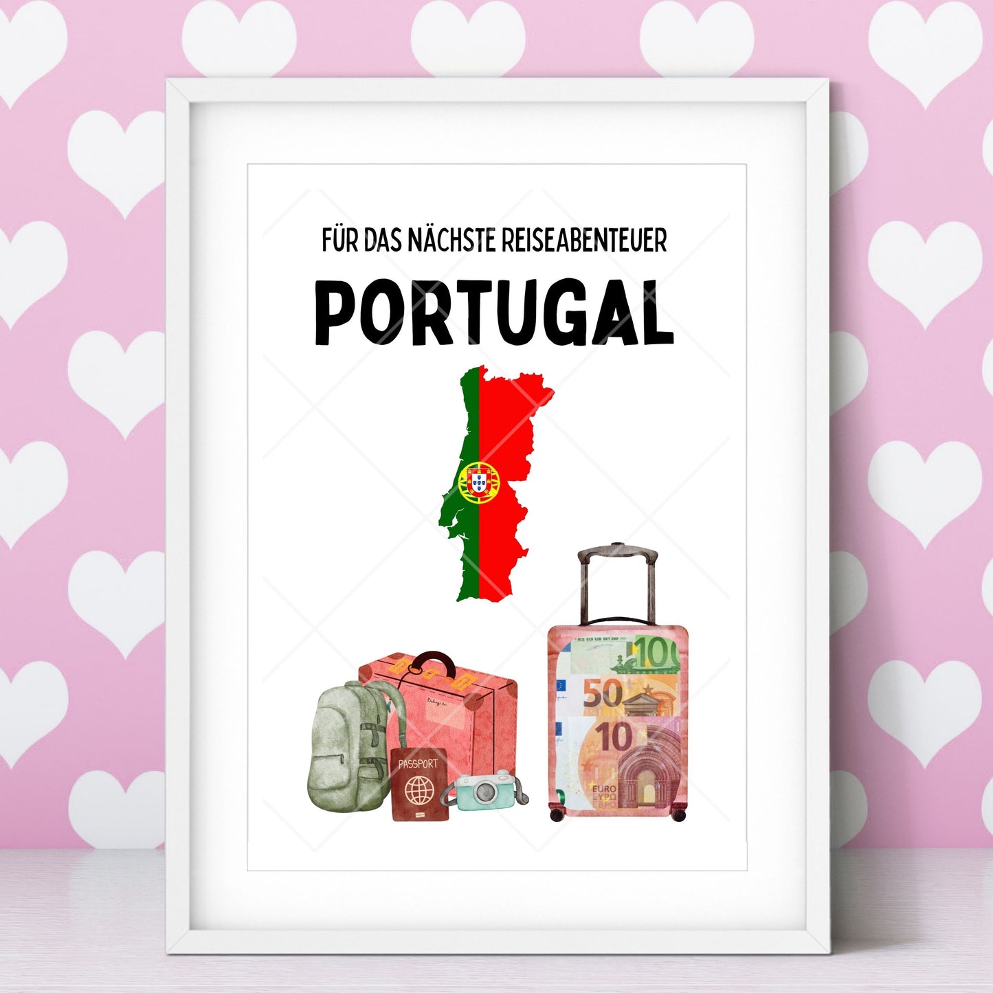 Portugal Reise Geldgeschenk - Digitaler Sofort Download PDF A4 zum Ausdrucken