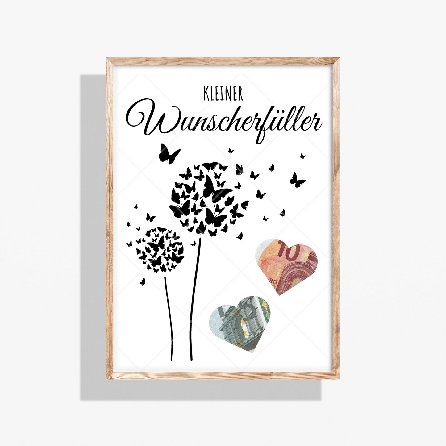Pusteblume Geldgeschenk Wunscherfüller Schmetterling – Digitaler Sofort Download PDF A4 zum Ausdrucken