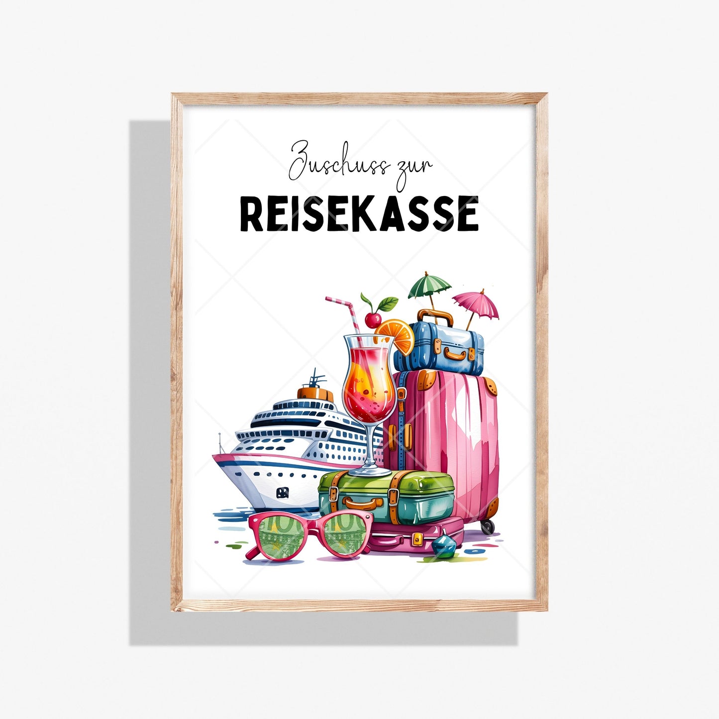 Kreuzfahrt Reise Geldgeschenk Zuschuss Reisekasse – Digitaler Sofort Download PDF A4 zum Ausdrucken