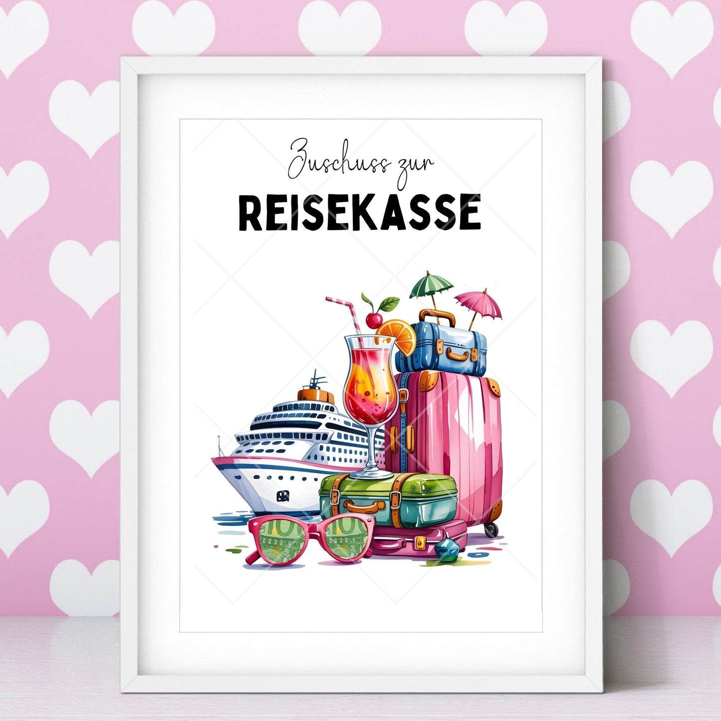 Kreuzfahrt Reise Geldgeschenk Zuschuss Reisekasse – Digitaler Sofort Download PDF A4 zum Ausdrucken