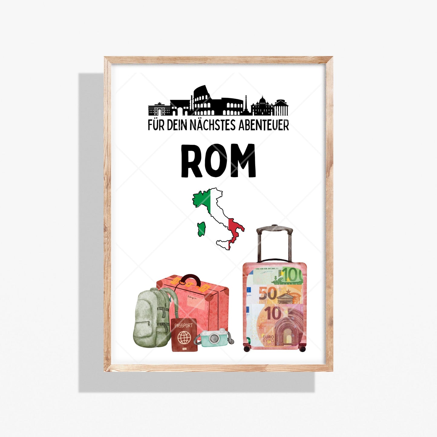 Rom Reise Geldgeschenk - Digitaler Sofort Download PDF A4 zum Ausdrucken