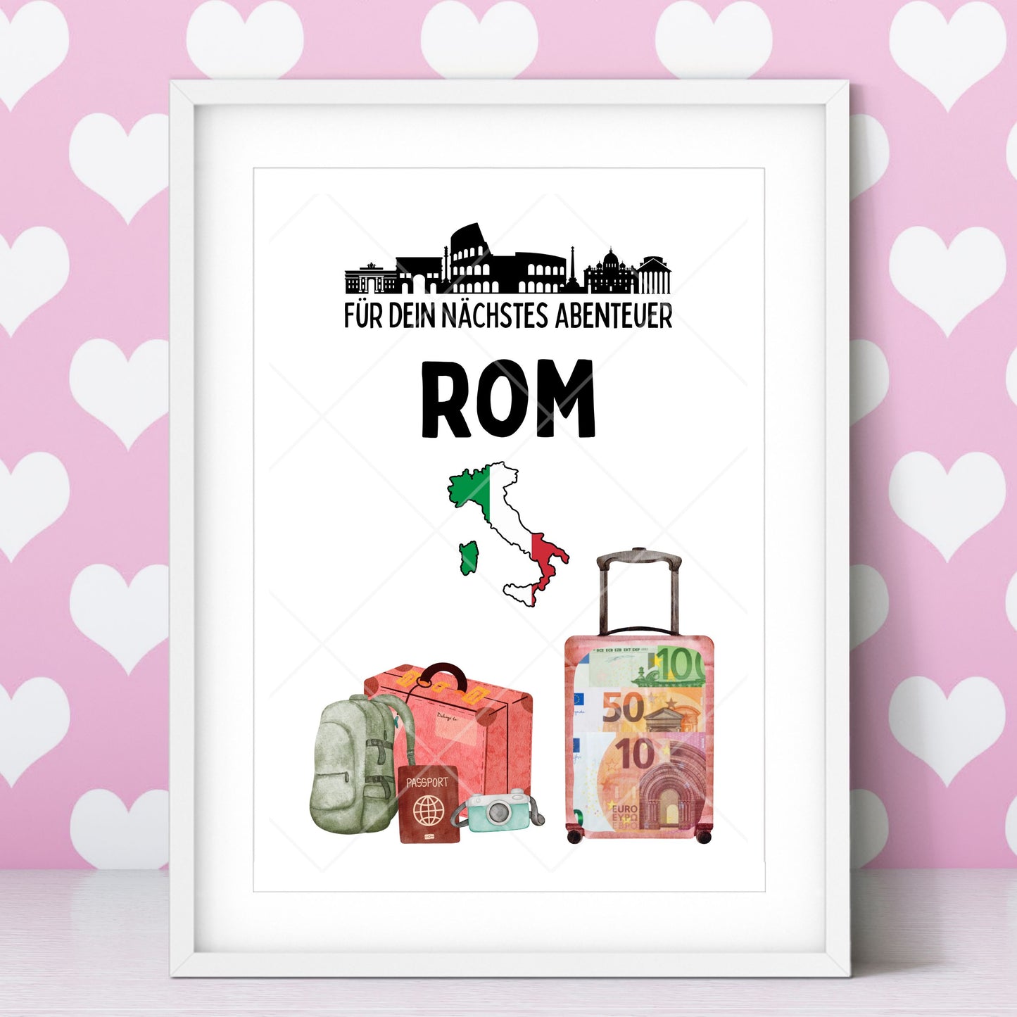 Rom Reise Geldgeschenk - Digitaler Sofort Download PDF A4 zum Ausdrucken