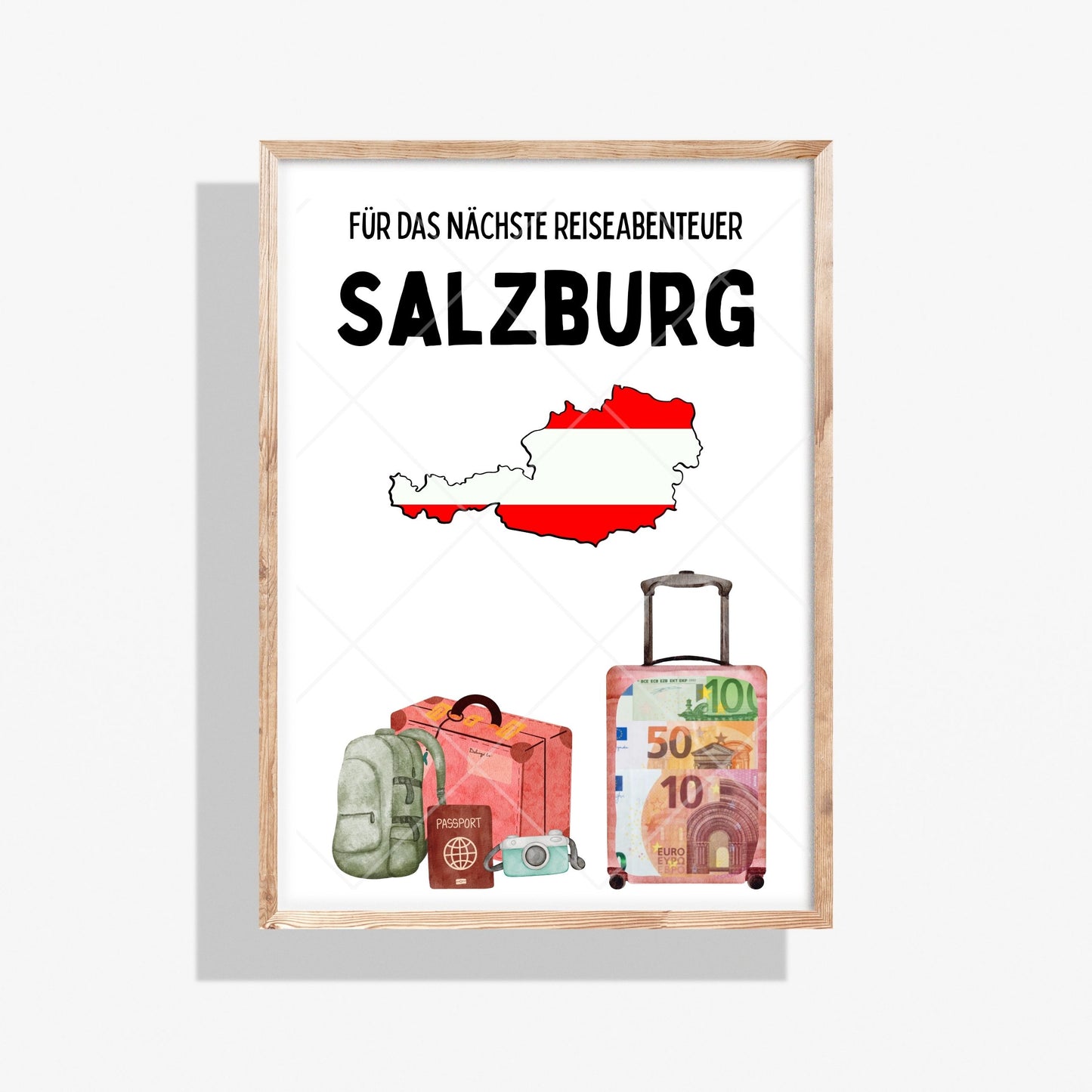 Salzburg Reise Geldgeschenk - Digitaler Sofort Download PDF A4 zum Ausdrucken