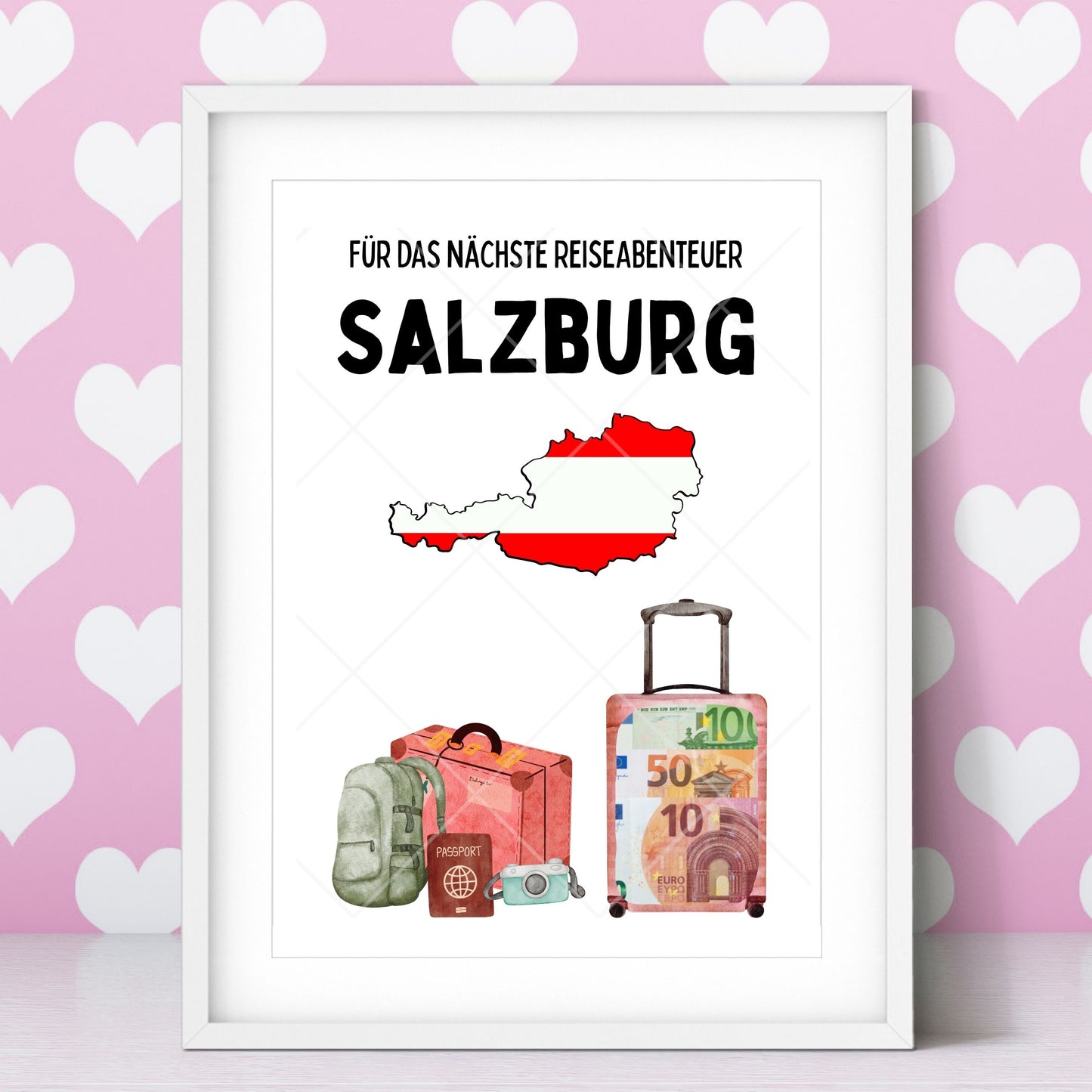 Salzburg Reise Geldgeschenk - Digitaler Sofort Download PDF A4 zum Ausdrucken