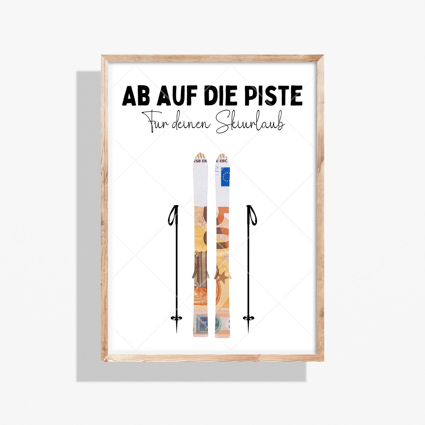 Ski Fahren Reise Geldgeschenk - Ab auf die Piste Skiurlaub - Digitaler Sofort Download PDF A4 zum Ausdrucken
