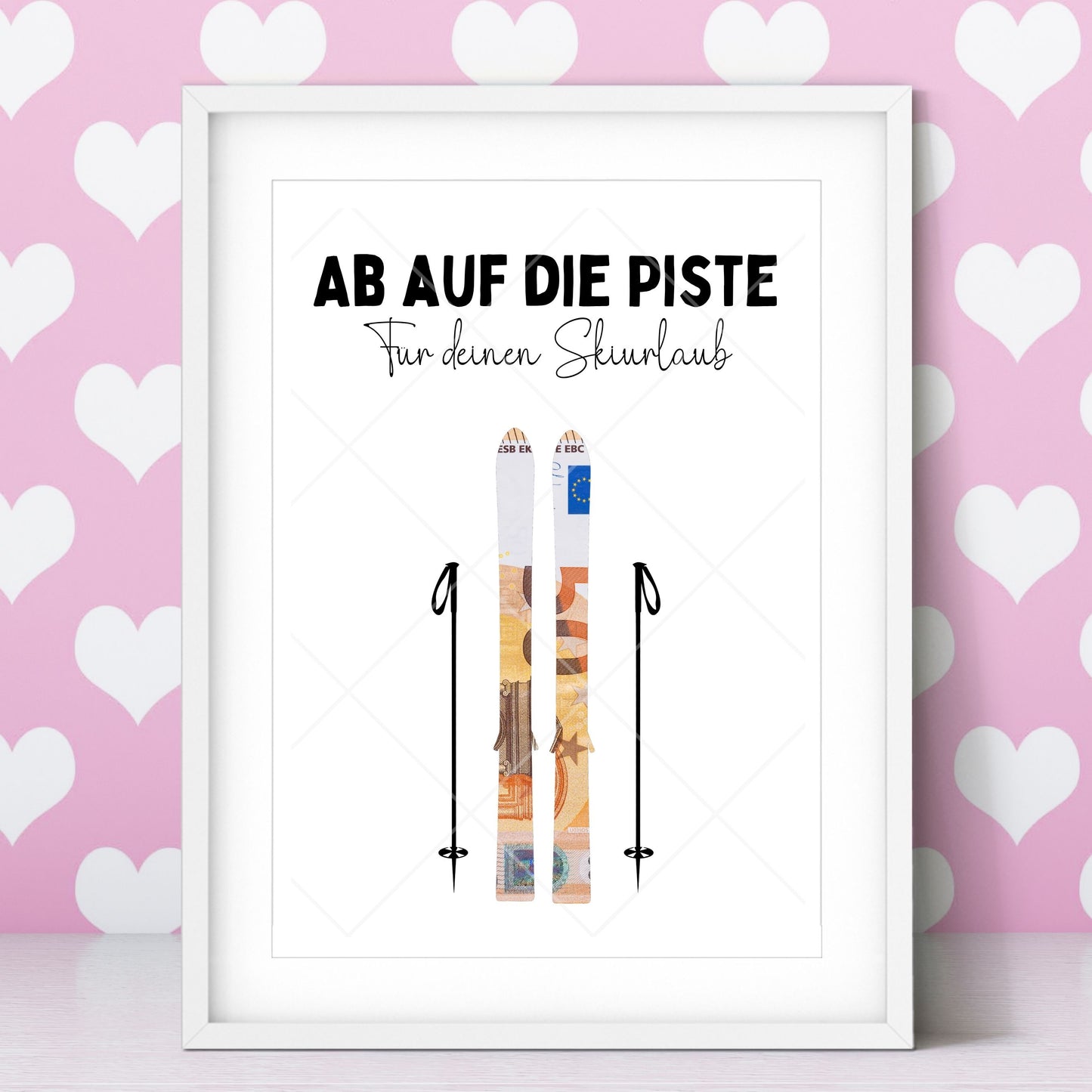Ski Fahren Reise Geldgeschenk - Ab auf die Piste Skiurlaub - Digitaler Sofort Download PDF A4 zum Ausdrucken