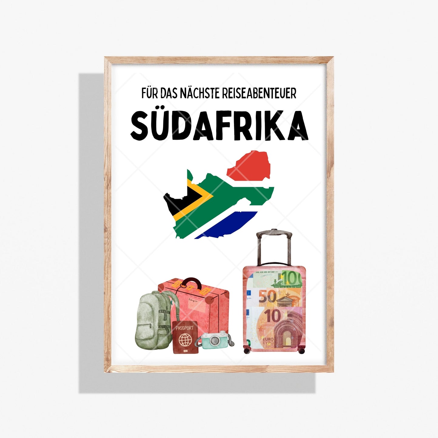 Südafrika Reise Geldgeschenk Reisegutschein – Digitaler Sofort Download PDF A4 zum Ausdrucken