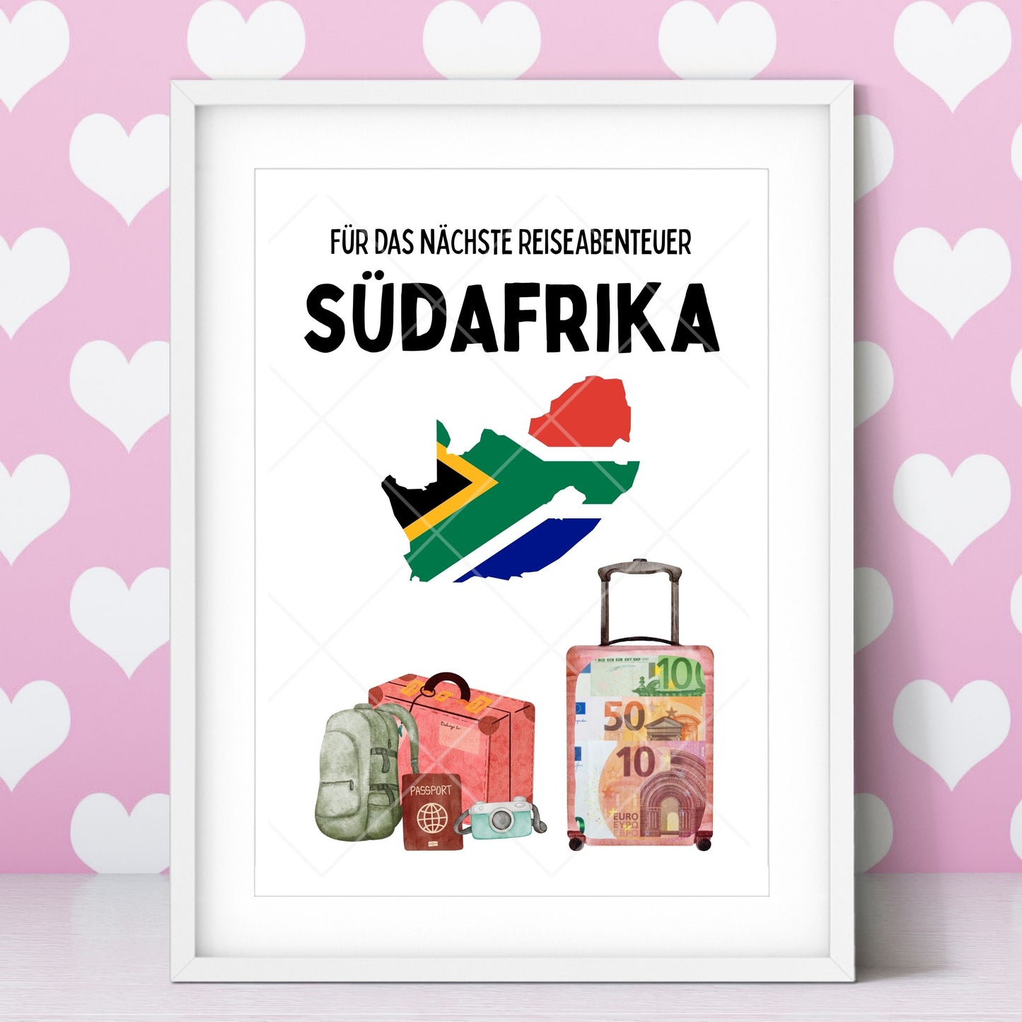 Südafrika Reise Geldgeschenk Reisegutschein – Digitaler Sofort Download PDF A4 zum Ausdrucken