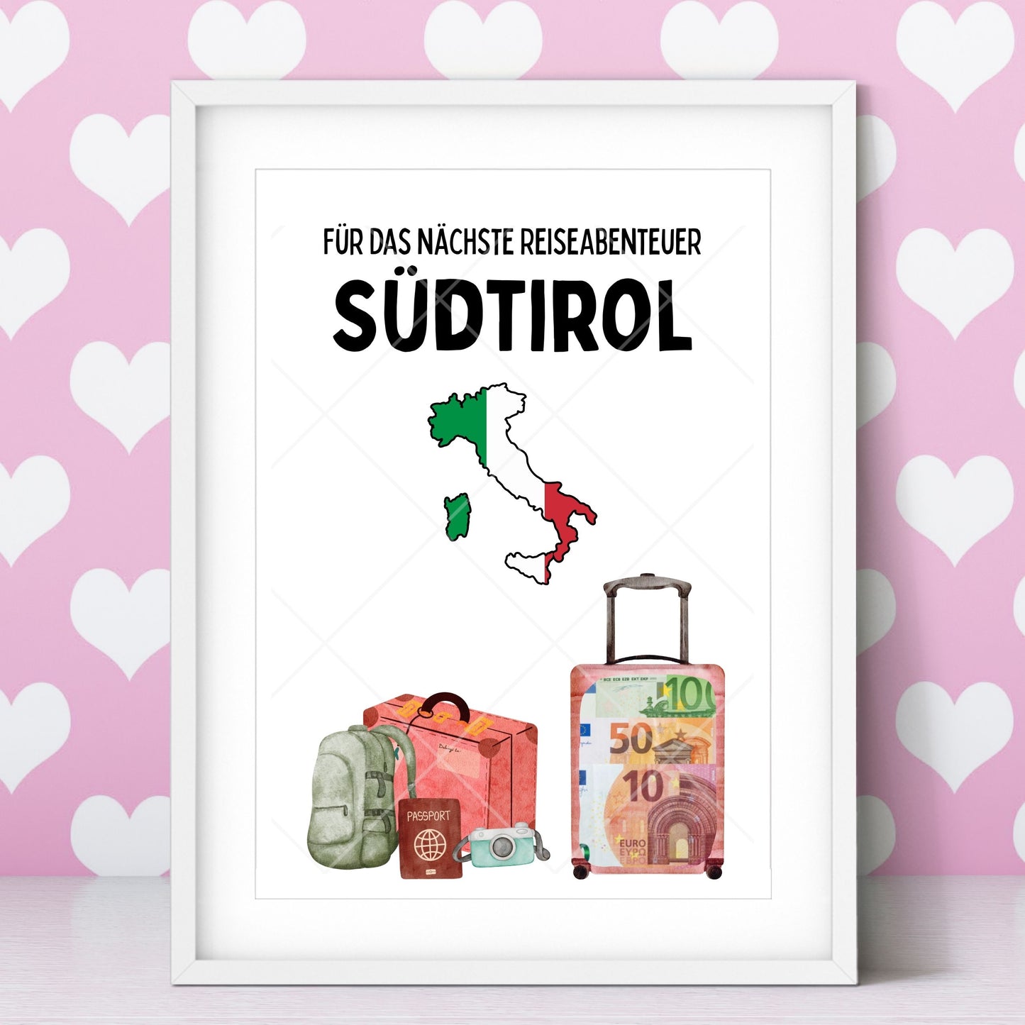 Südtirol Reise Geldgeschenk - Digitaler Sofort Download PDF A4 zum Ausdrucken